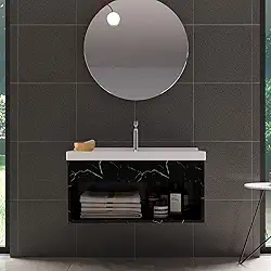 Gabinete para Banheiro com Cuba 100% MDF Preto Zoff Riverzza