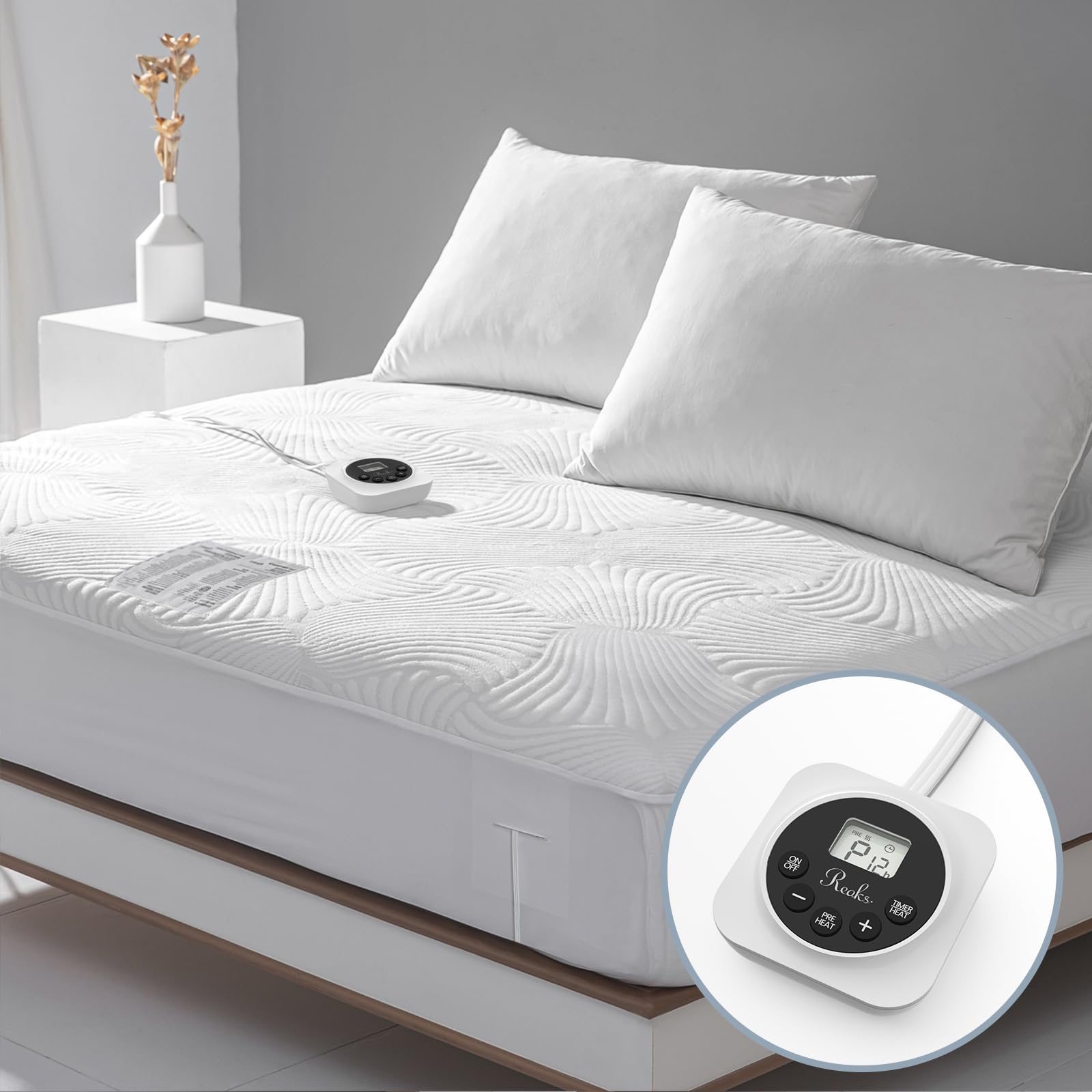 Twin XL Size Electric Heated Mattress Pad - Bed Warmer with Memory & Preheat Functions, 12 Heat Settings Single Control for 1-12 Hours Auto Off, Lighted Button