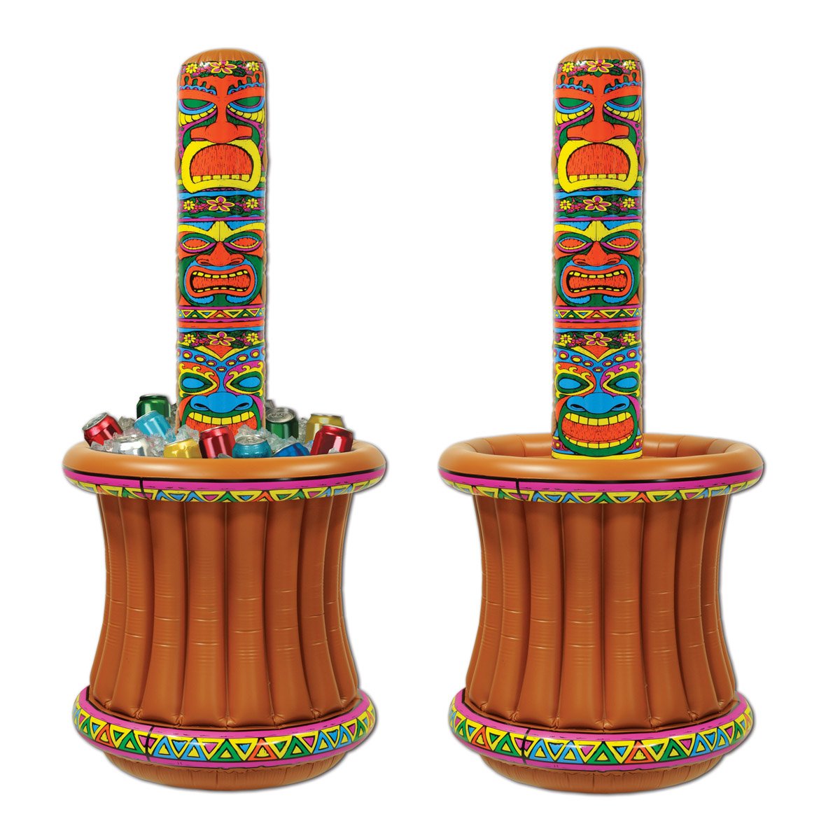 Glacière gonflable multicolore Beistle 54078 Tiki Totem en plastique étanche de jardin