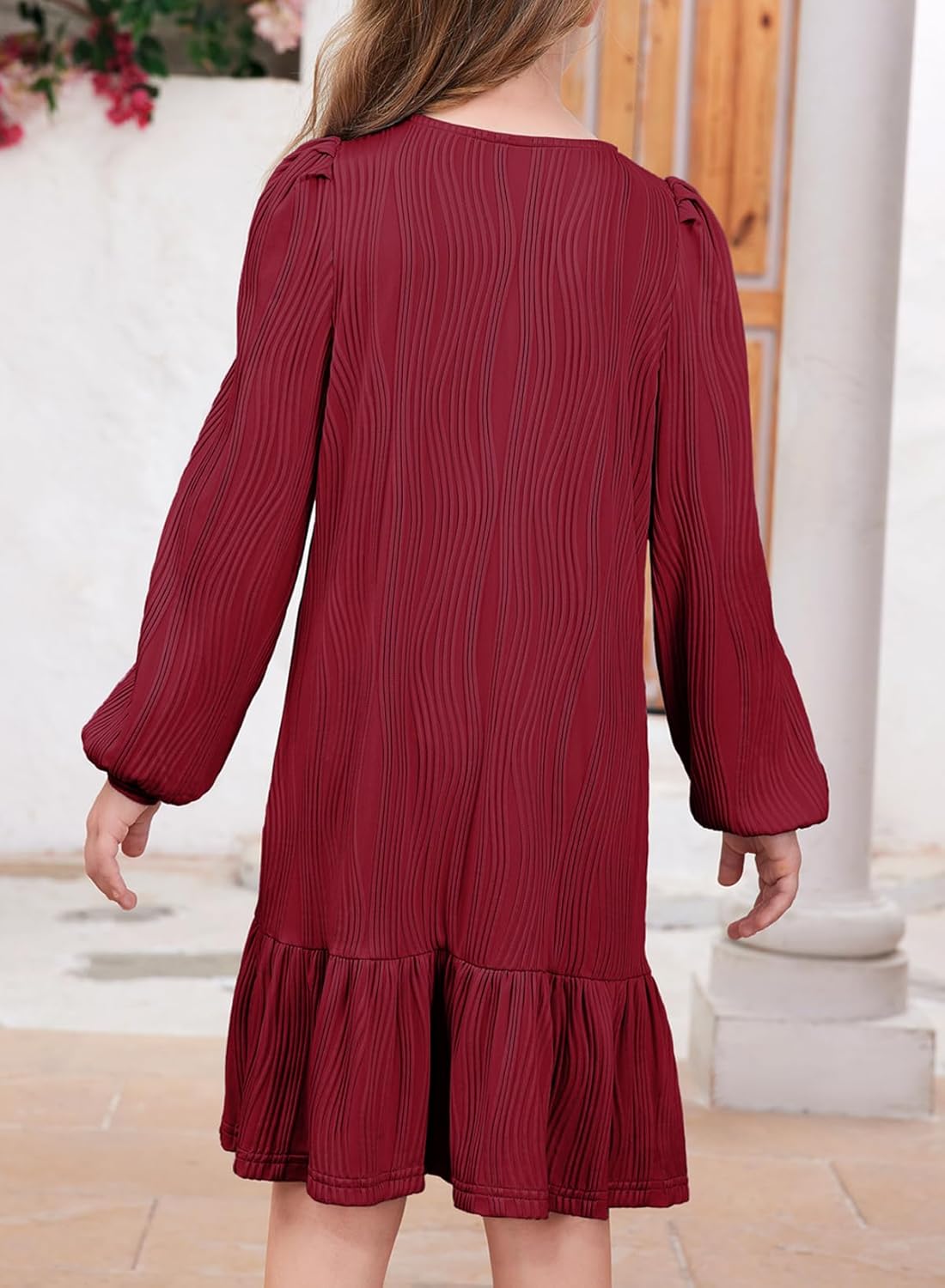 blibean Teen Girls Fall Dresses Kids Long Sleeve Boho Dress Size 6-15 Years - Image 2