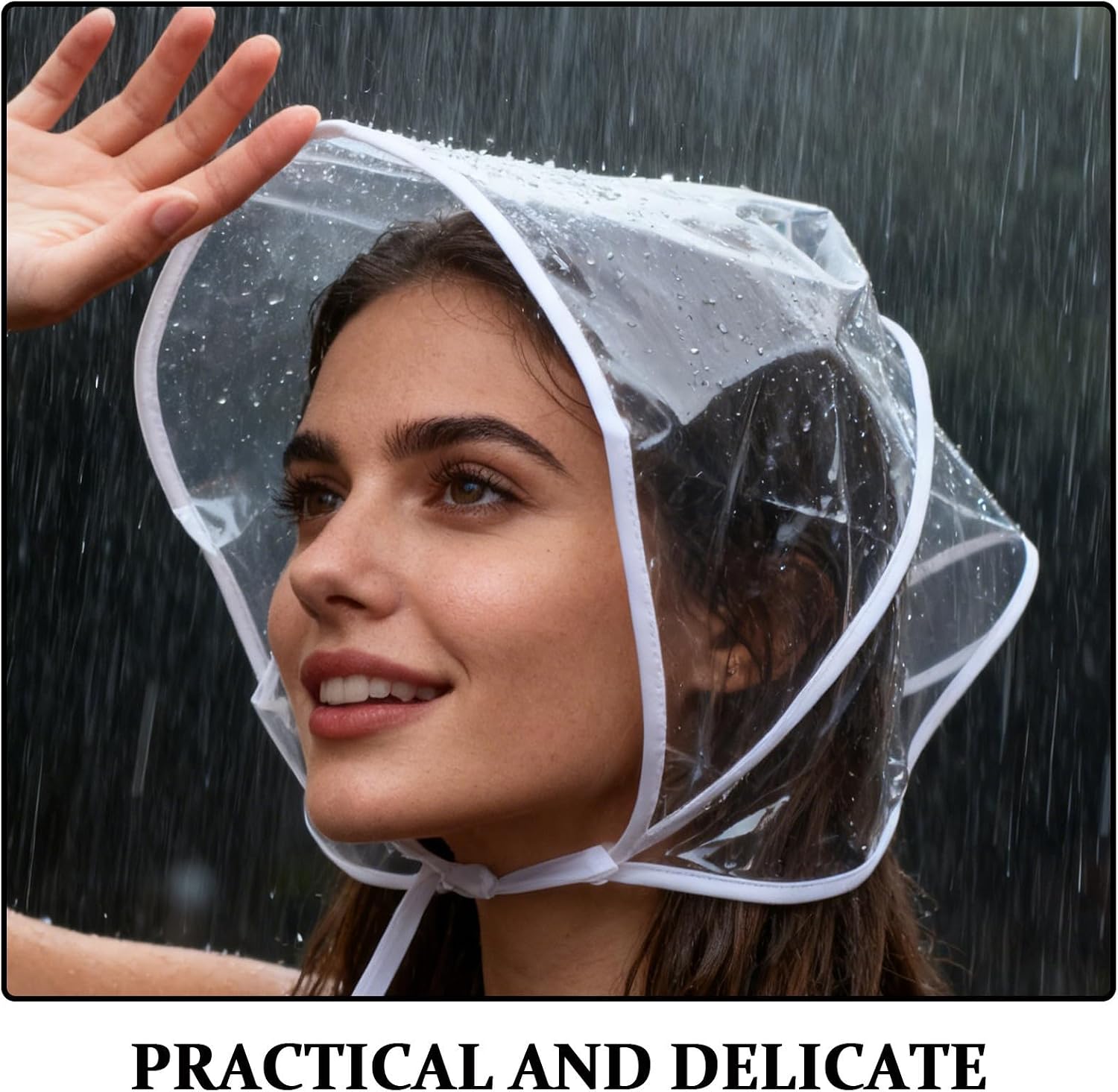 4pcs Waterproof Rain Bonnets with Edge Trim PE Foldable Multi image 3