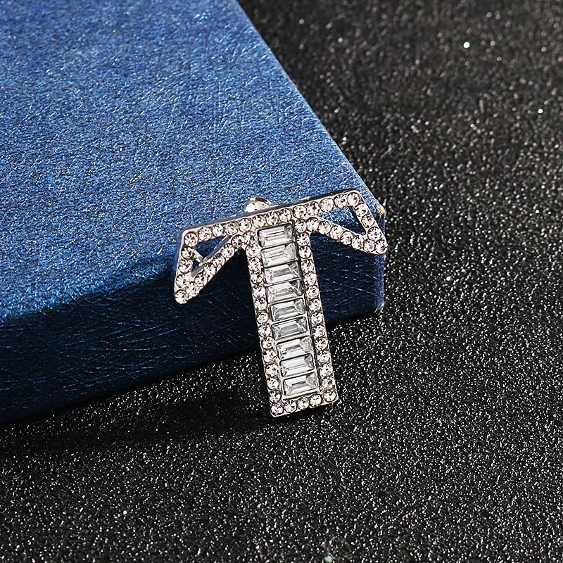 Image of A-Z 26 Letters Brooch Pins Silver Initial Rhinestone Brooches Crystal Alphabet Breastpin Pin Women Gifts Jewelry