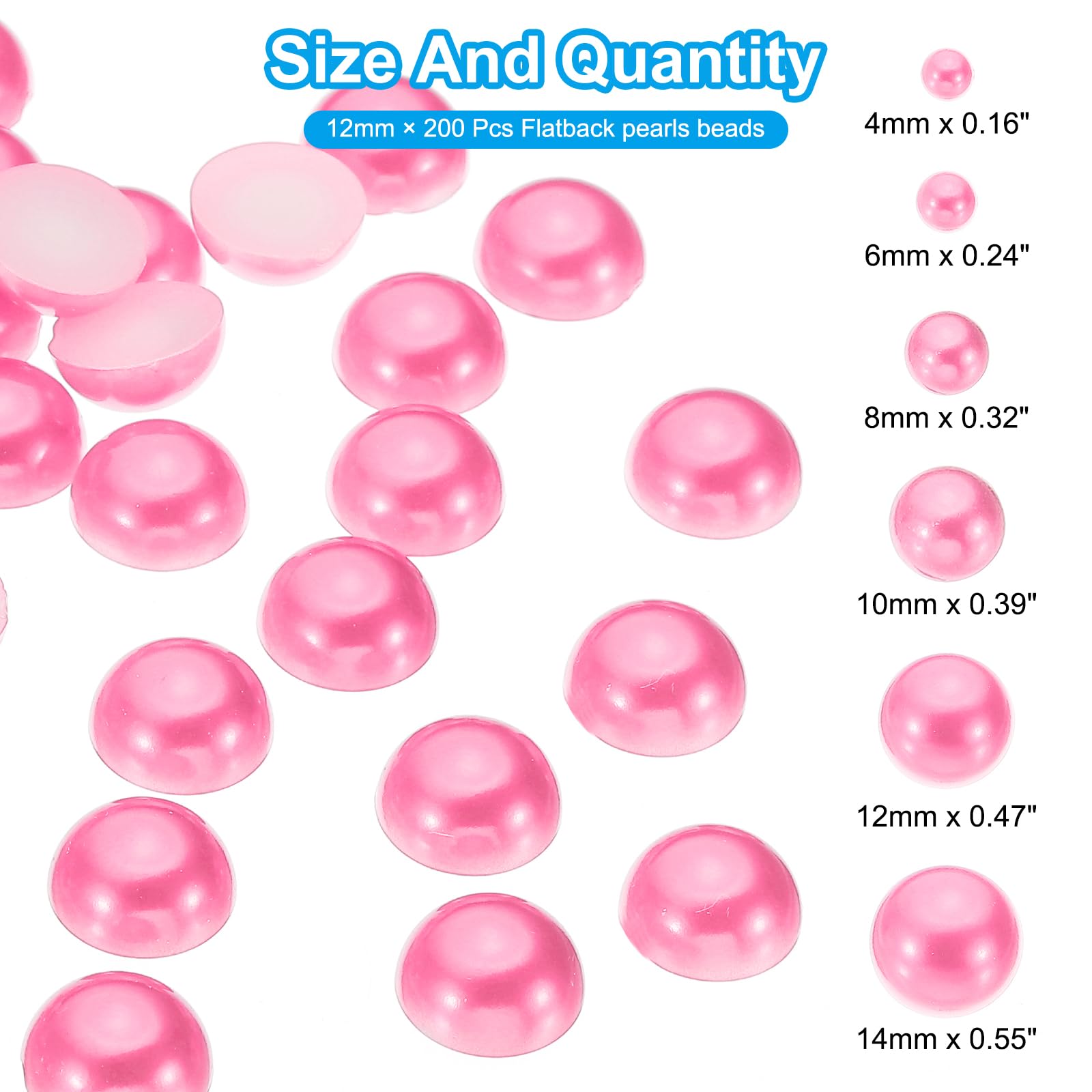 PATIKIL 200Pcs Flatback Pearls Beads for Crafting 12mm Half Round Resin Beads Flatback Pearls for Nail Charms Handmade Phone Case Embellishment - Image 2
