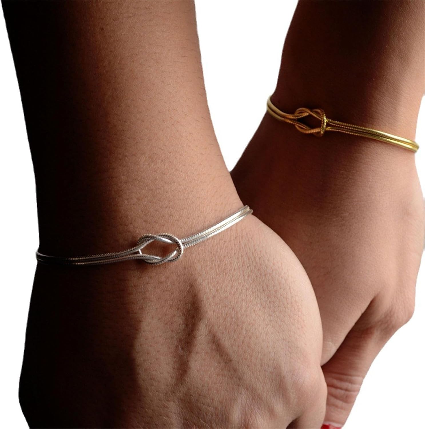 Vintage Love Knot Bracelet Set Infinity Round Snake Chain Bracelet Gold Silver Love Knot Friendship Bracelets Dainty Knotted Couple Bracelets Minimalist Bangle Anklet Wrist Jewelry for Women - Image 7