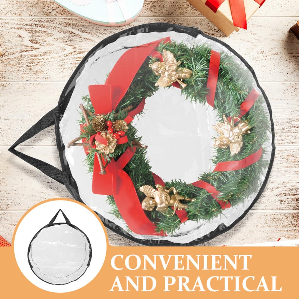 HOLIDYOYO Xmas Wreath Storage Bag Large-Capacity Organizer for Holiday Garland Round Design with Clear View Easy Access Zipper Convenient Carrying Handle Storage