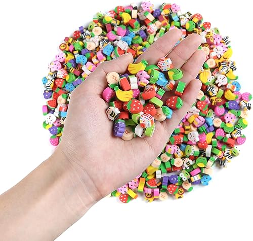 Miniatura 3 de 1000 piezas de mini borradores de frutas de animales para niños, pequeños y lindos borradores surtidos para recompensas de trabajo en casa, escuela,