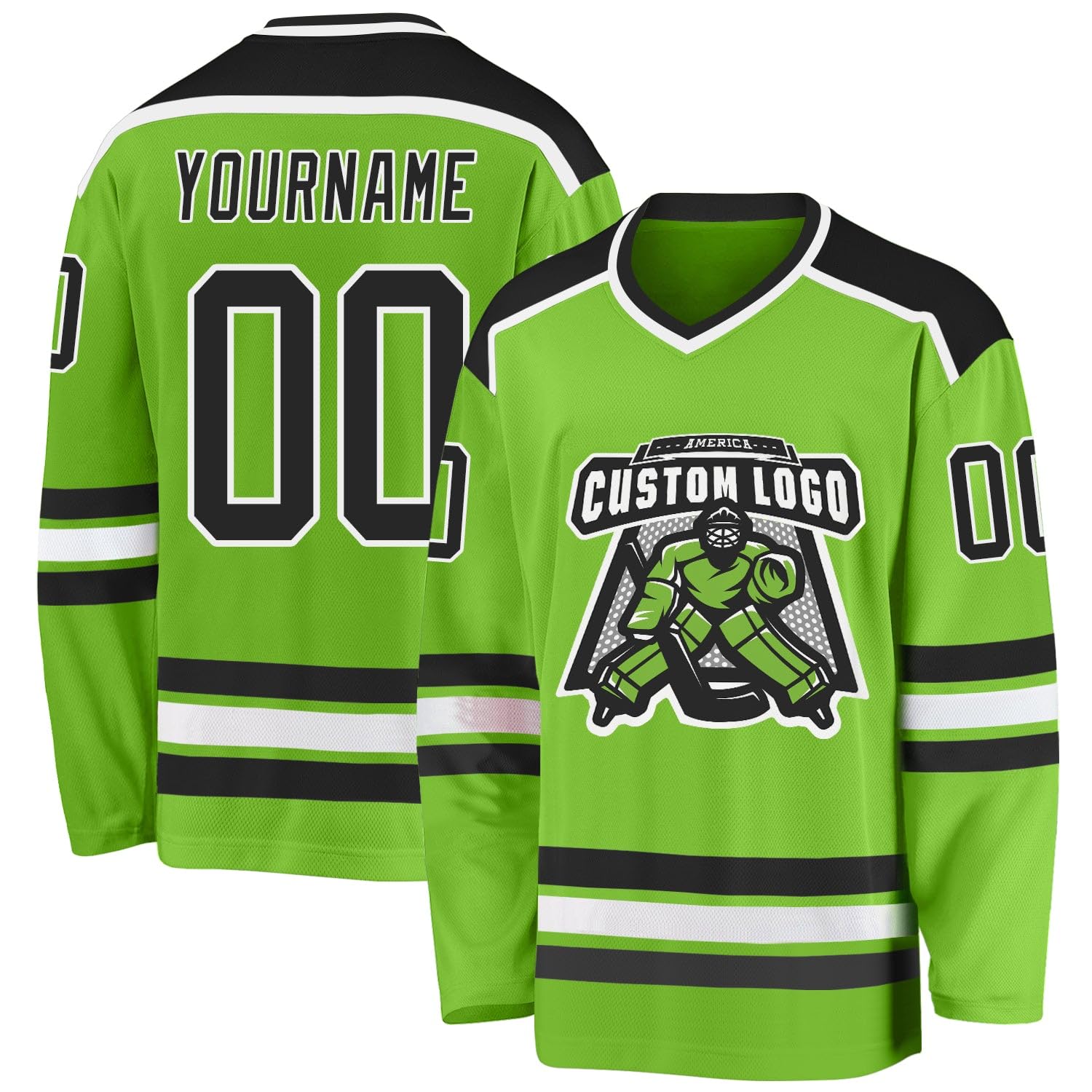 Custom Name Number White Red-Gold Hockey Jersey, Personalized Team V-Neck Sports Hockey Jersey for Men Women Youth