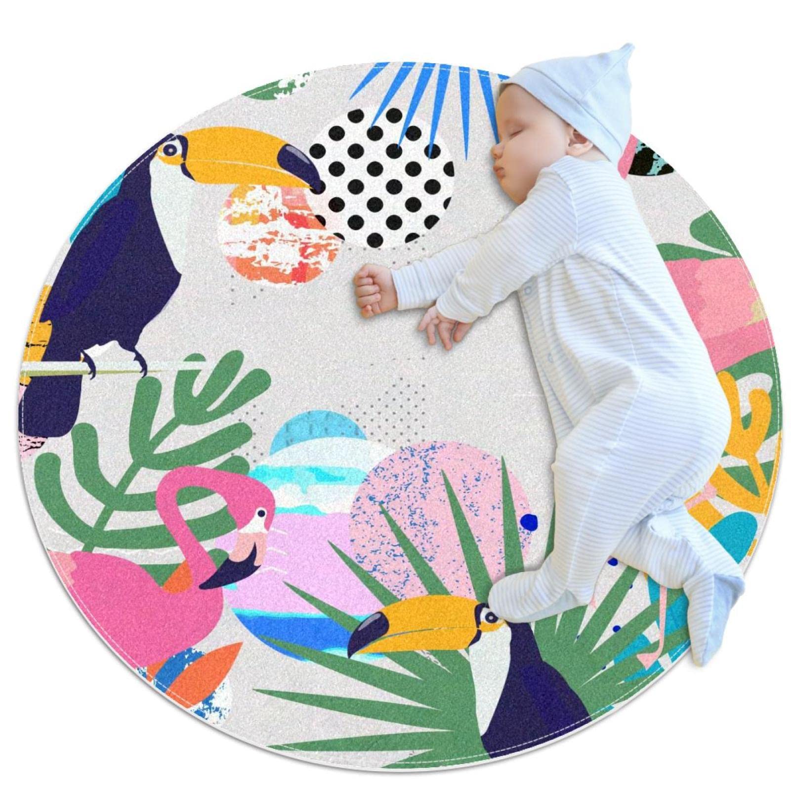 Tapis flamants et toucans pour salon cosy et salle de jeux enfant