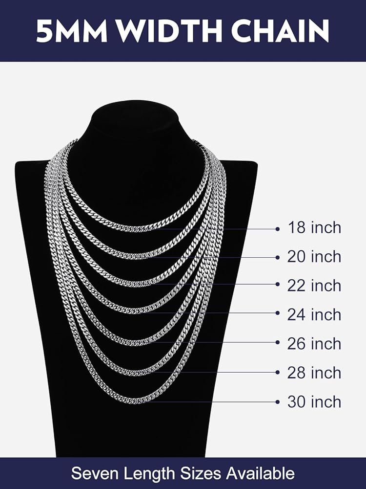 Collier Homme Chaîne Collier Bandmax Acier Inoxydable 7mm - Noir/argent/or, Longueur 45-76cm, Style Hip-hop Chaine Homme
