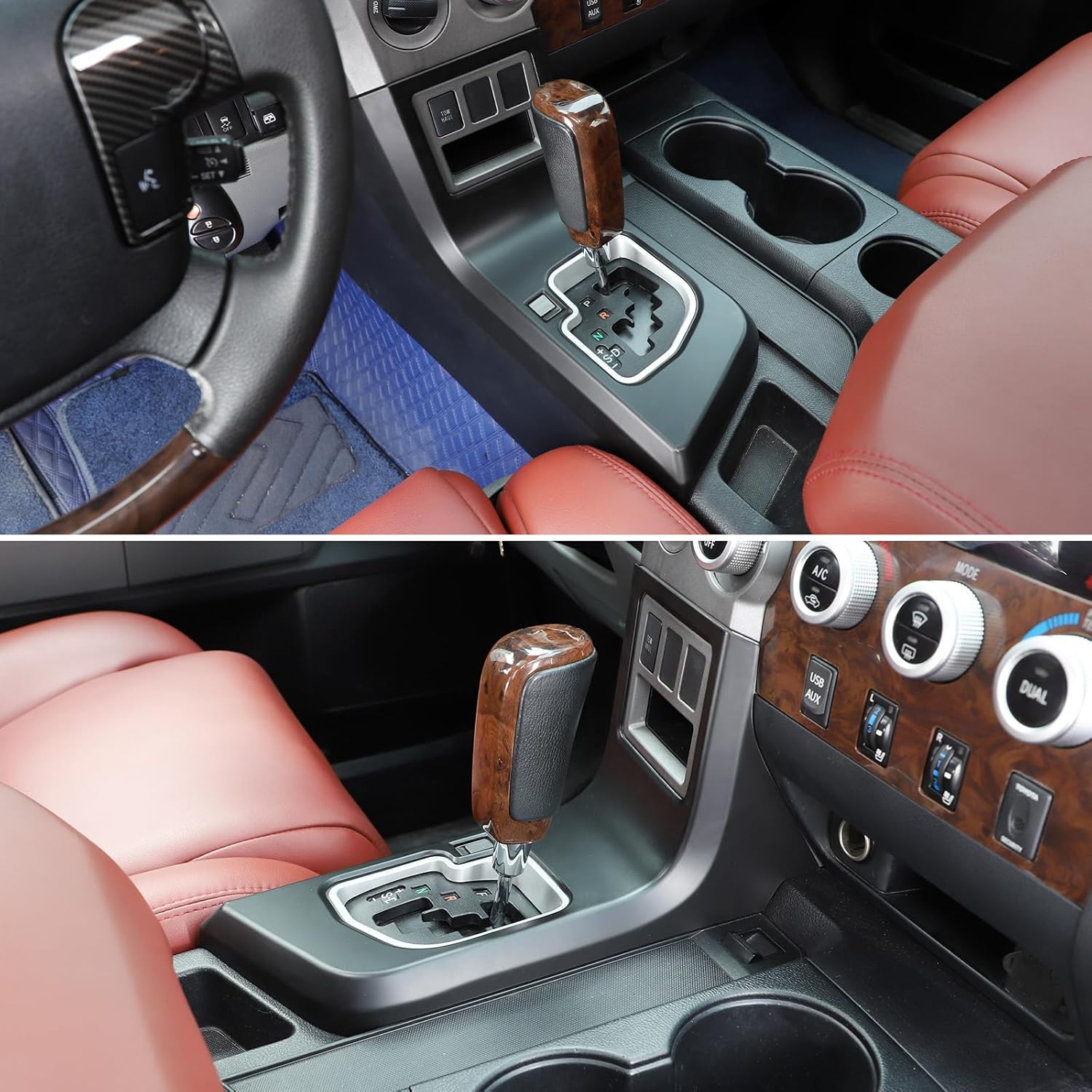 HAPPYHORSE Central Control Gear Shift Panel Trim Cover Compatible with Toyot@ Tundra 07-13/Sequoia 07-21，ABS Gear Shifter Console Anti-Scratch Panel Frame Protection Cover Decorative (Matte Black)