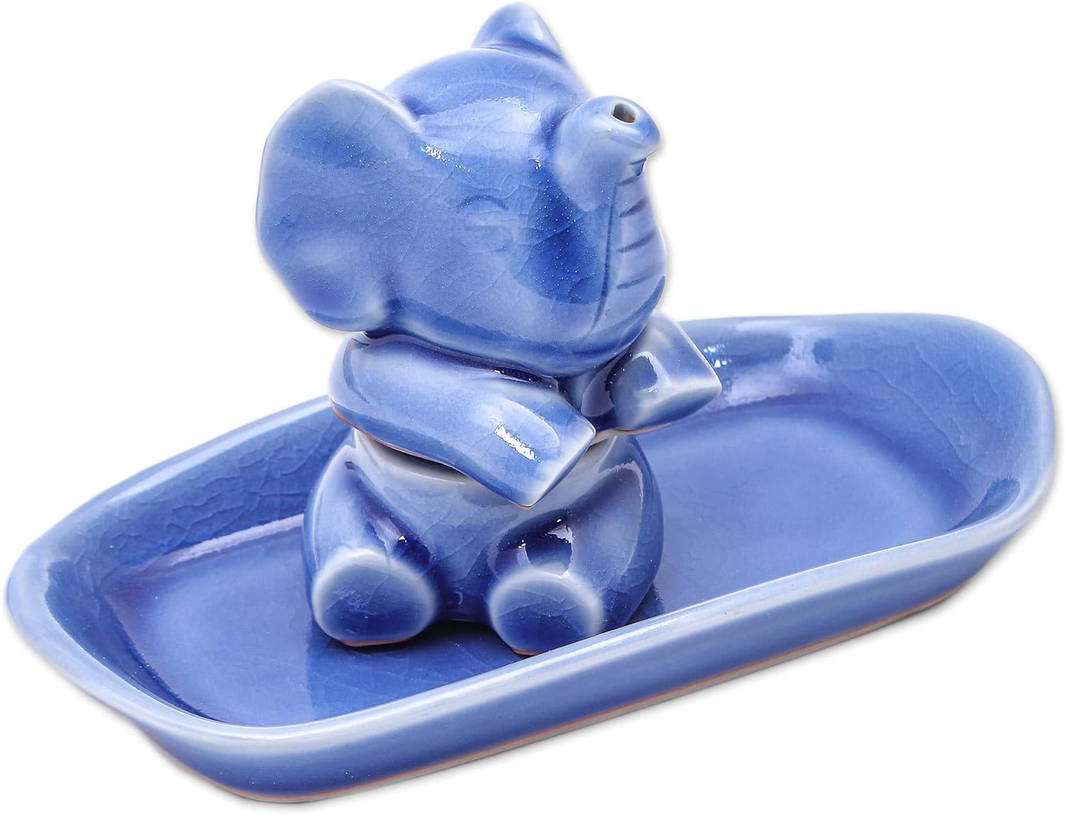 NOVICA Handmade Salt Pepper Set Blue Celadon Elephant Ceramic Thailand Tableware Serveware Sets Animal Themed 'Magic Elephant in Blue' (3 pieces)