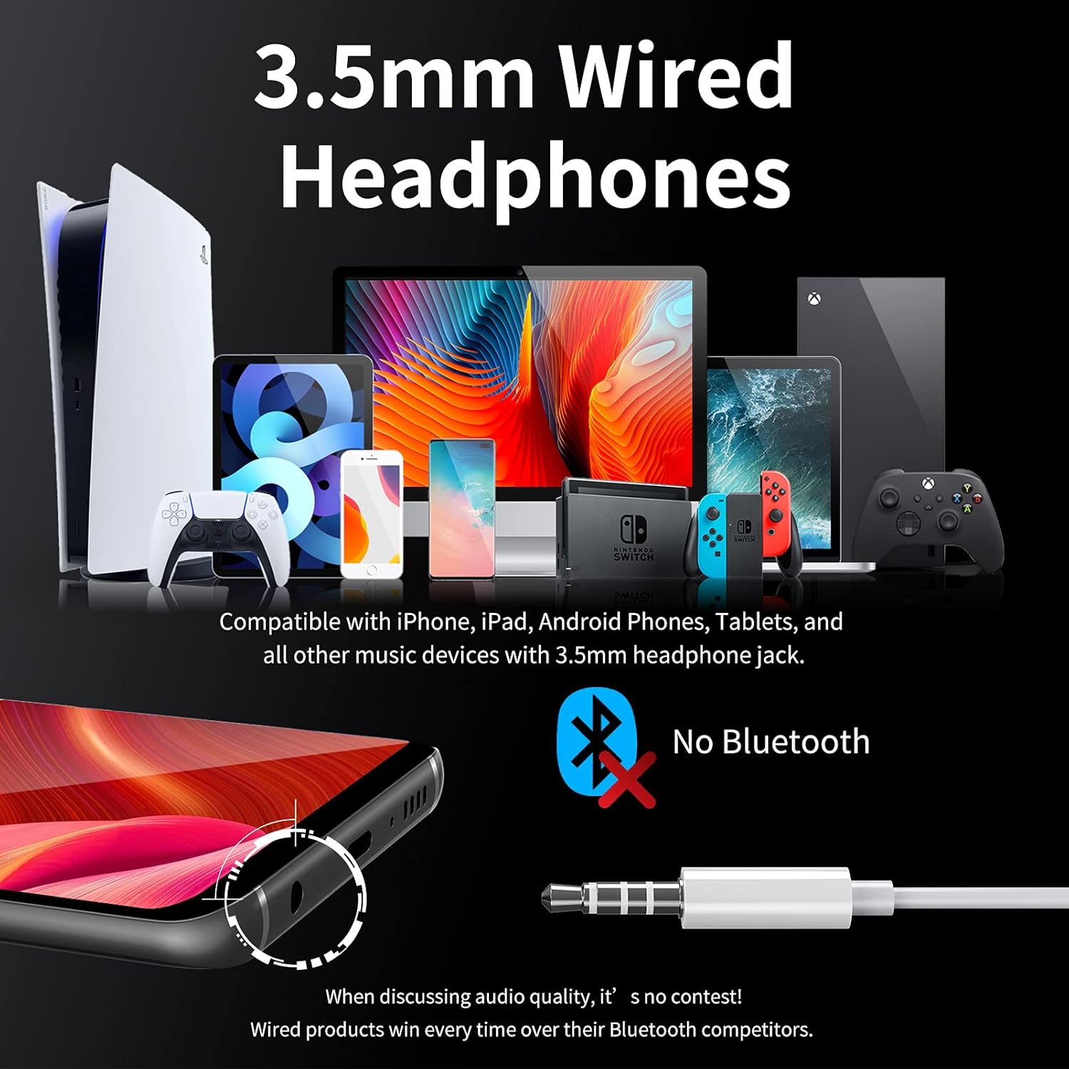 Wired Earbuds with Microphone, Kimwood Earphones in-Ear Headphones HiFi Stereo, Powerful Bass and Crystal Clear Audio, 3.5mm Headphone Plug for iPhone, iPad, Android Phones, MP3, Laptop, Computer etc : Electronics