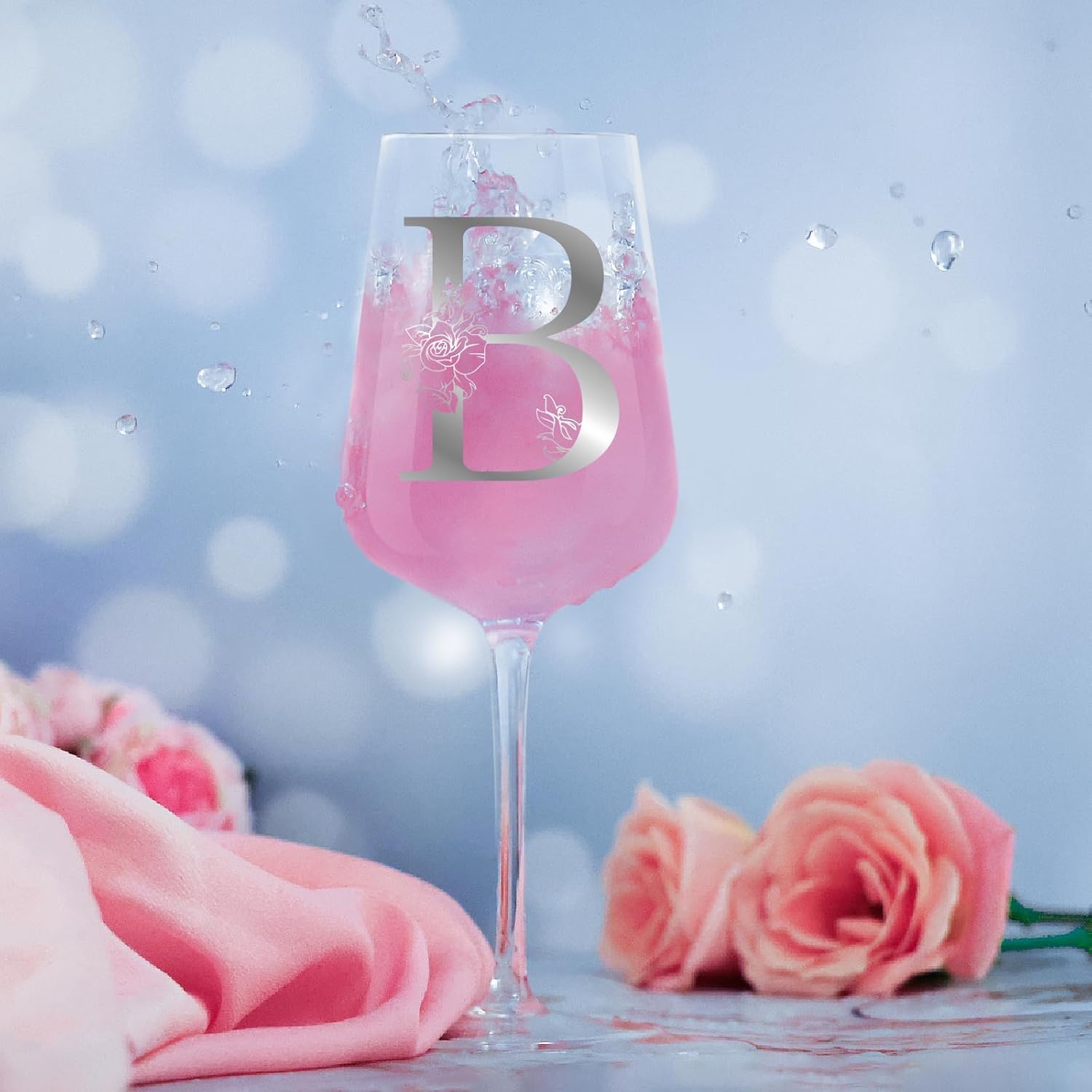 Personalized Wine Gifts for Women - Customized Initials A-Z Wine Glasses, Unique Monogram Birthday Gifts for Her, Mom, Wife, Sister, Daughter, Friend (B) - Image 8