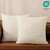 Vista 69 de PHF Fundas de almohada 100% algodón con tejido de gofre de 24 x 24 pulgadas, paquete de 2 fundas cuadradas para decoración elegante del hogar, sin