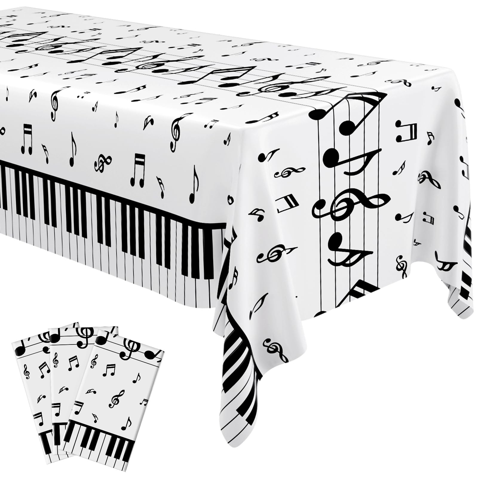 Nappe de fête musique jetable lot de 3 blanches 221x139 cm