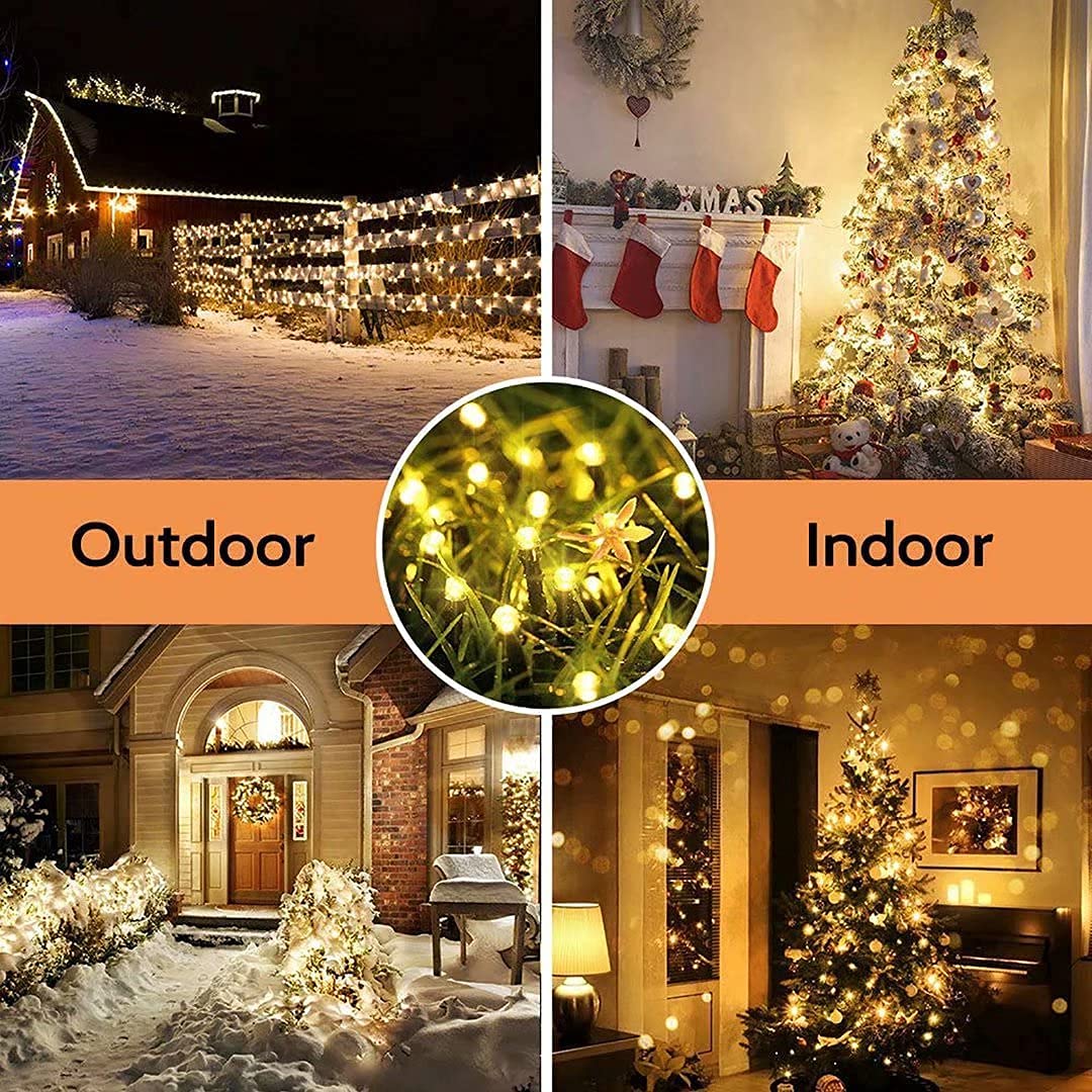 Qedertek Luci Albero di Natale, Catena Luminosa 20M 200 LED, Luci di Natale Esterno ed Interno, Cavo verde scuro, Luci Bianco Caldo Addobbi Natalizi Esterno, Luci Natalizie da Esterno ed Interno