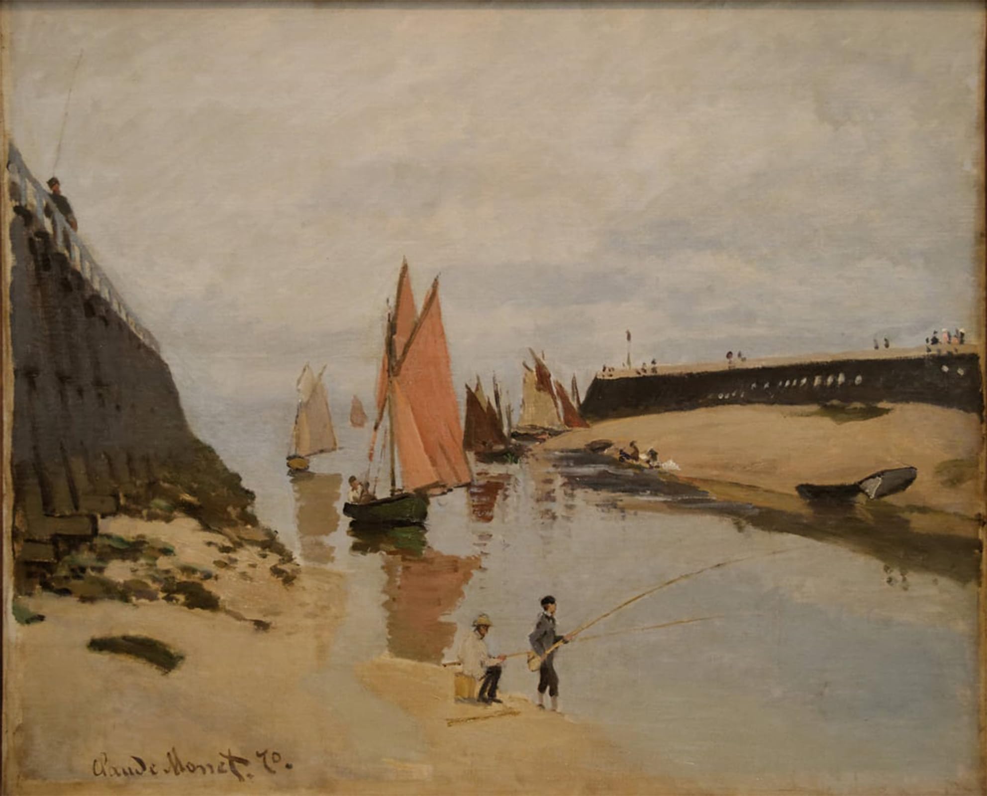 RZHRHJES Vintage Wall Art Picture on Canvas Wall Art Poster the Harbour At Trouville by Claude Monet Canvas Poster for Office Decor 60x90cm