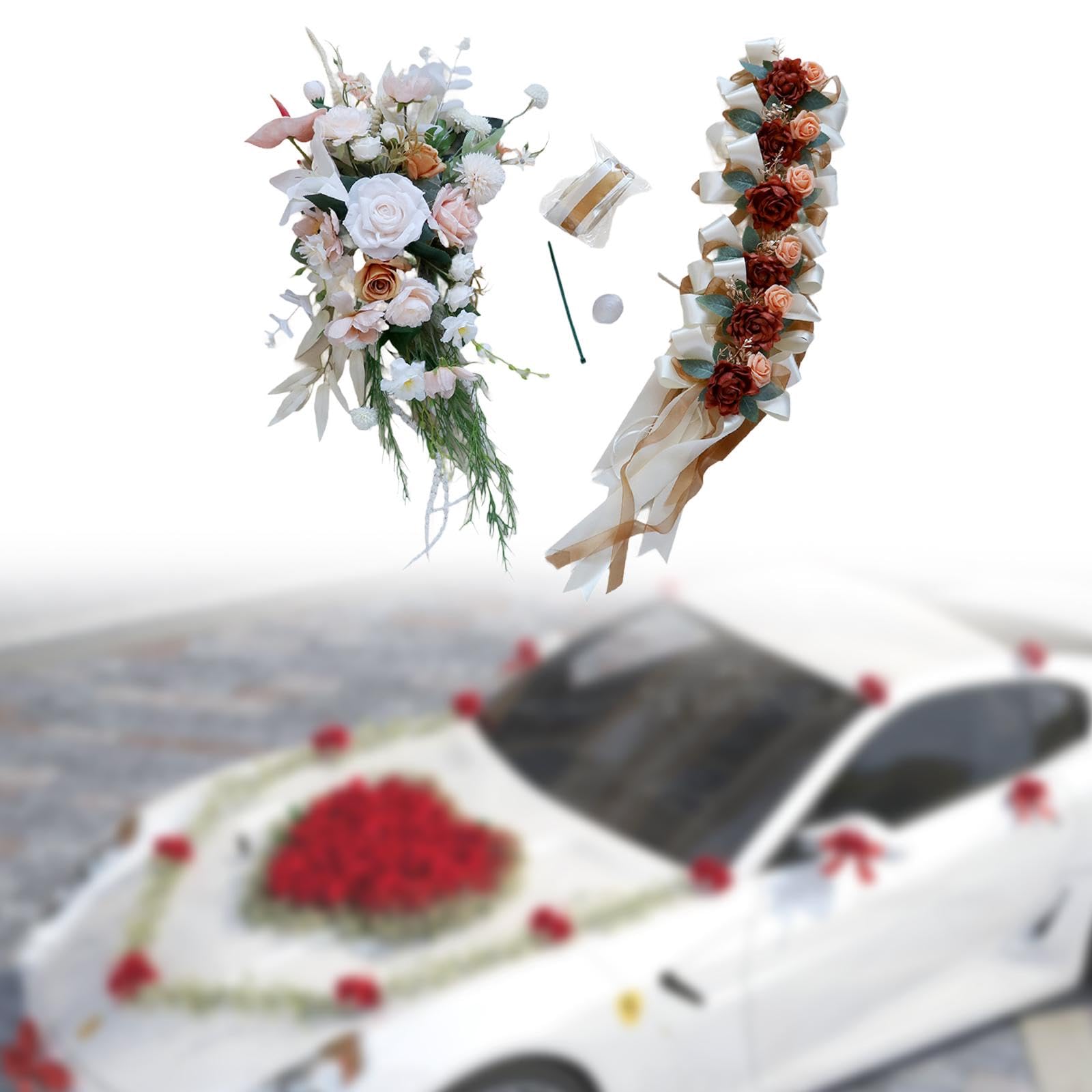 Hochzeit Auto Dekoration Set Künstliche Blumen Realistische DIY Elegante Ornament und Simulation Blumen für Events Festival