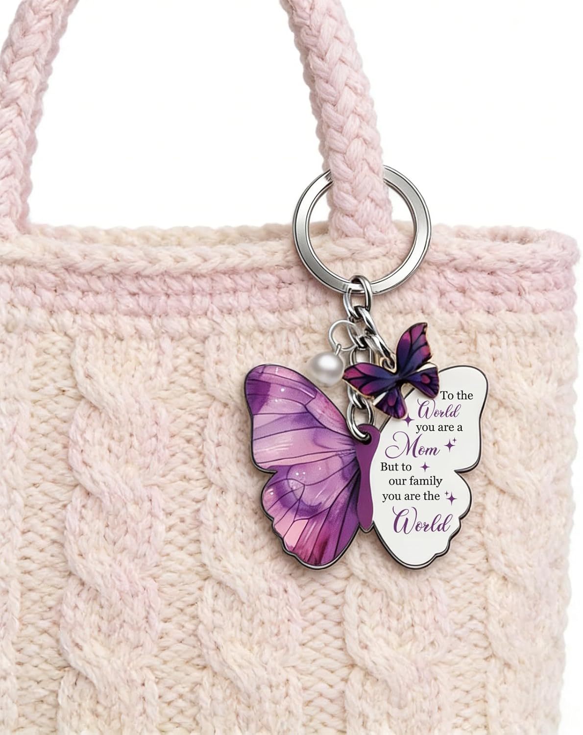 Mom Keychain Best Mom Ever Gifts Moms Birthday Gifts from Daughter Son Best Moms Keychain Valentines Day Mothers Day Gift for Mama Purple Butterfly Gift for Mother - Image 2