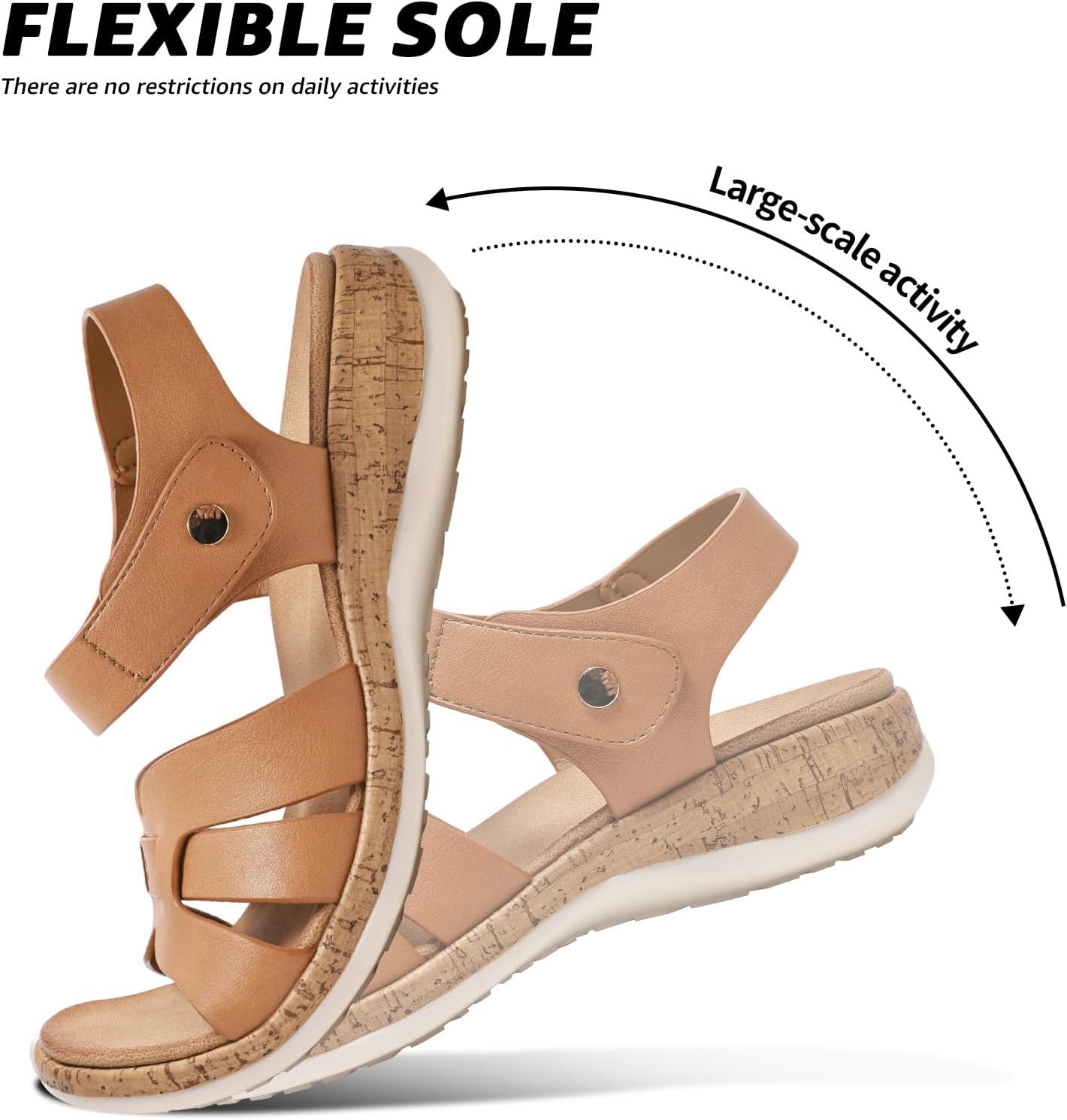 Littleplum Women's Sandals Arch Support H-Band Flat Sandals Adjustable Summer Dressy Footwear Comfort Walking Shoes for Beach,Travel - Image 5