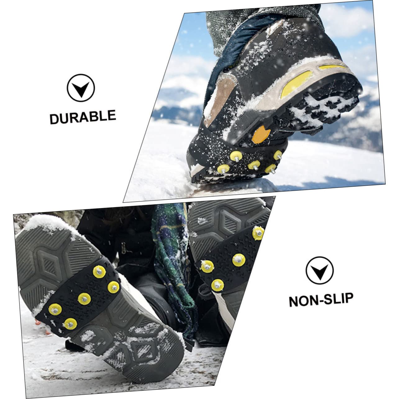 Ramponi da Ghiaccio per Scarpe 2 Paia in Tpe Antiscivolo | Pieghievoli, Nero, per Hiking e Jogging, Adatti a Donne e Ragazzo Ragazza, Accessorio da Montagna