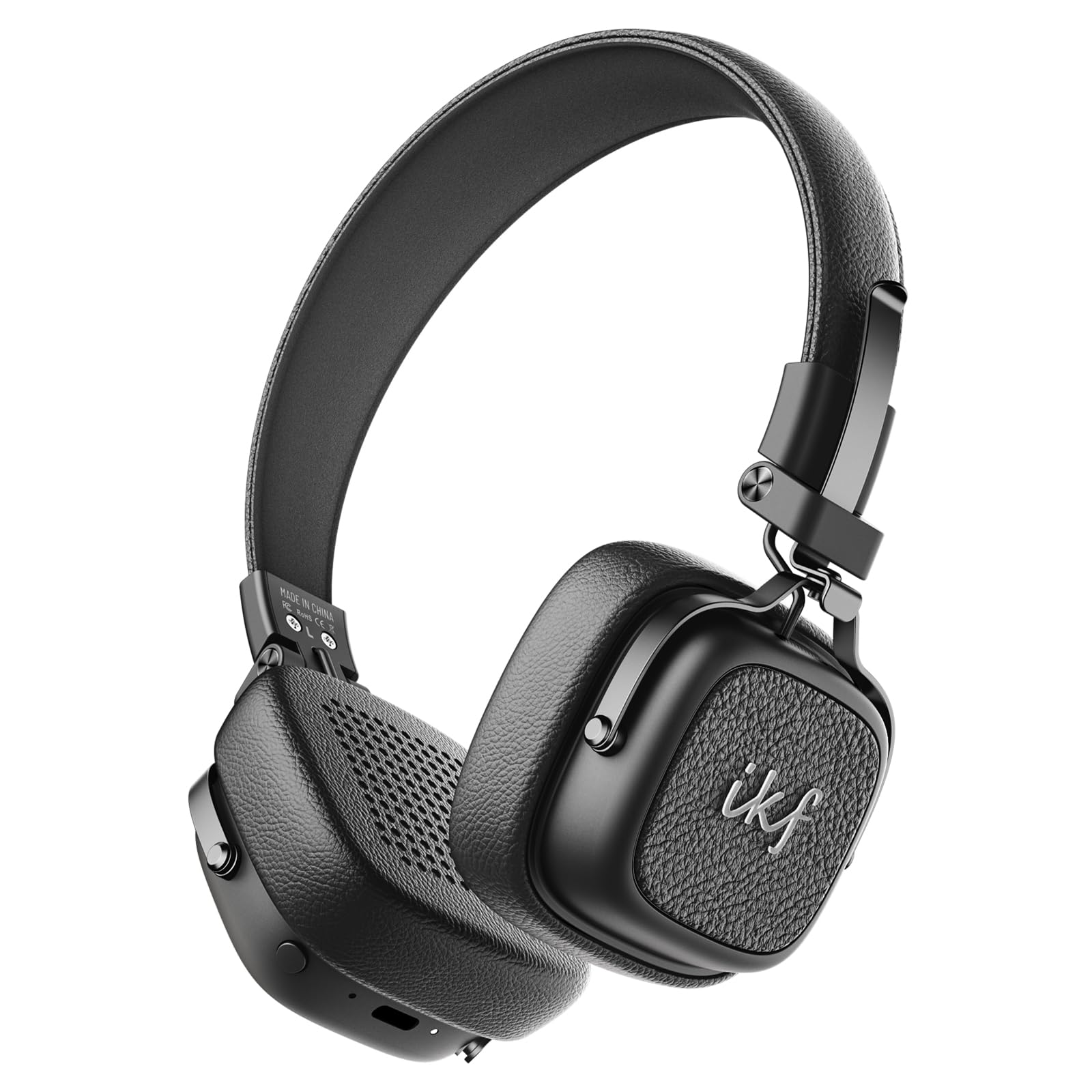 iKF E2 Retro Classic Wireless Bluetooth On-Ear Headphones, Foldable Headset, 90H Playback, 40mm Drivers, Deep Bass, 360° Spatial Sound, Built-in Mic,OOTD 80S 90S (Black)-picture-22