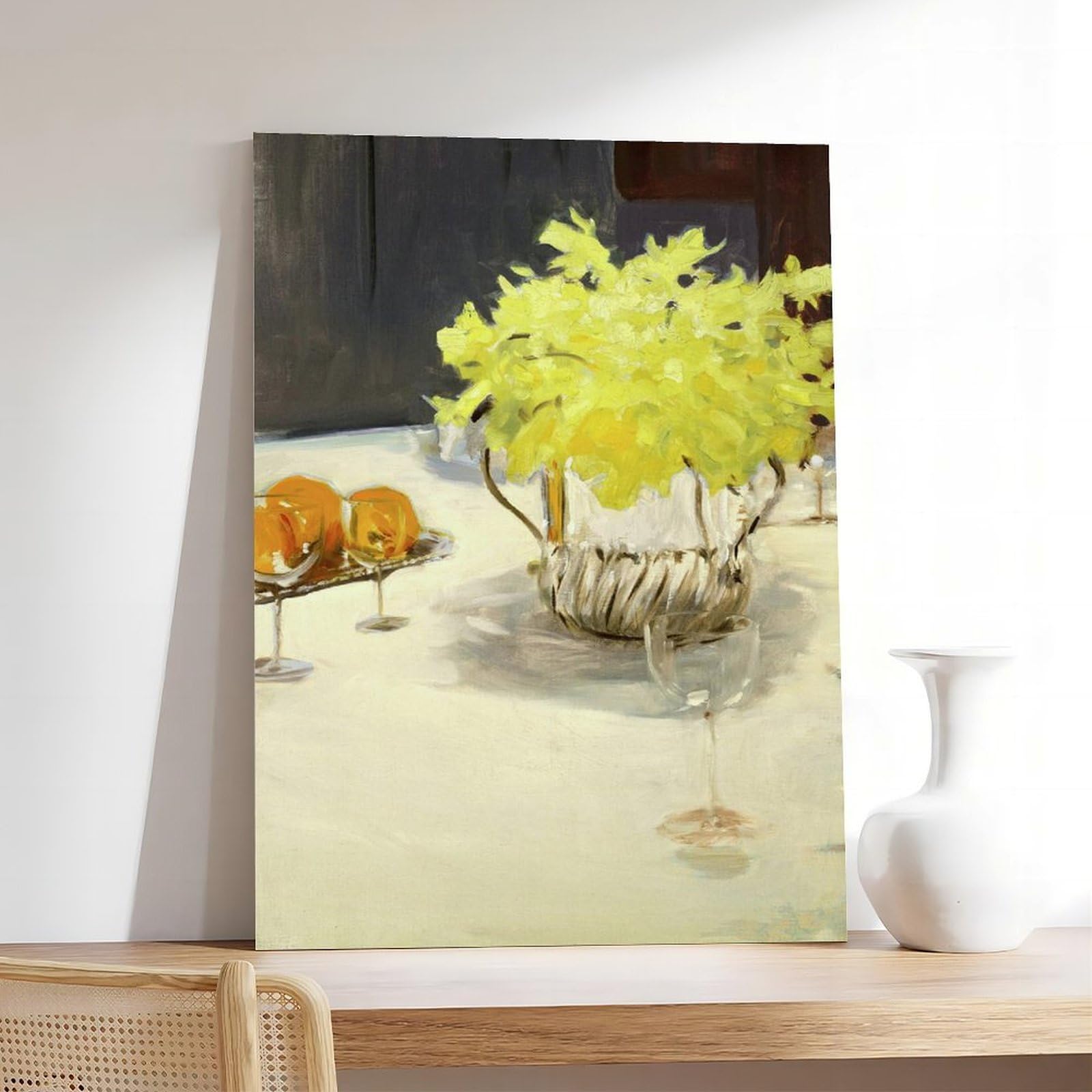 ANFOTCM Stampa artistica su tela con John Singer Sargent, natura morta con narcisi, decorazione rustica per soggiorno, bagno, camera da letto, 40 x 60 cm