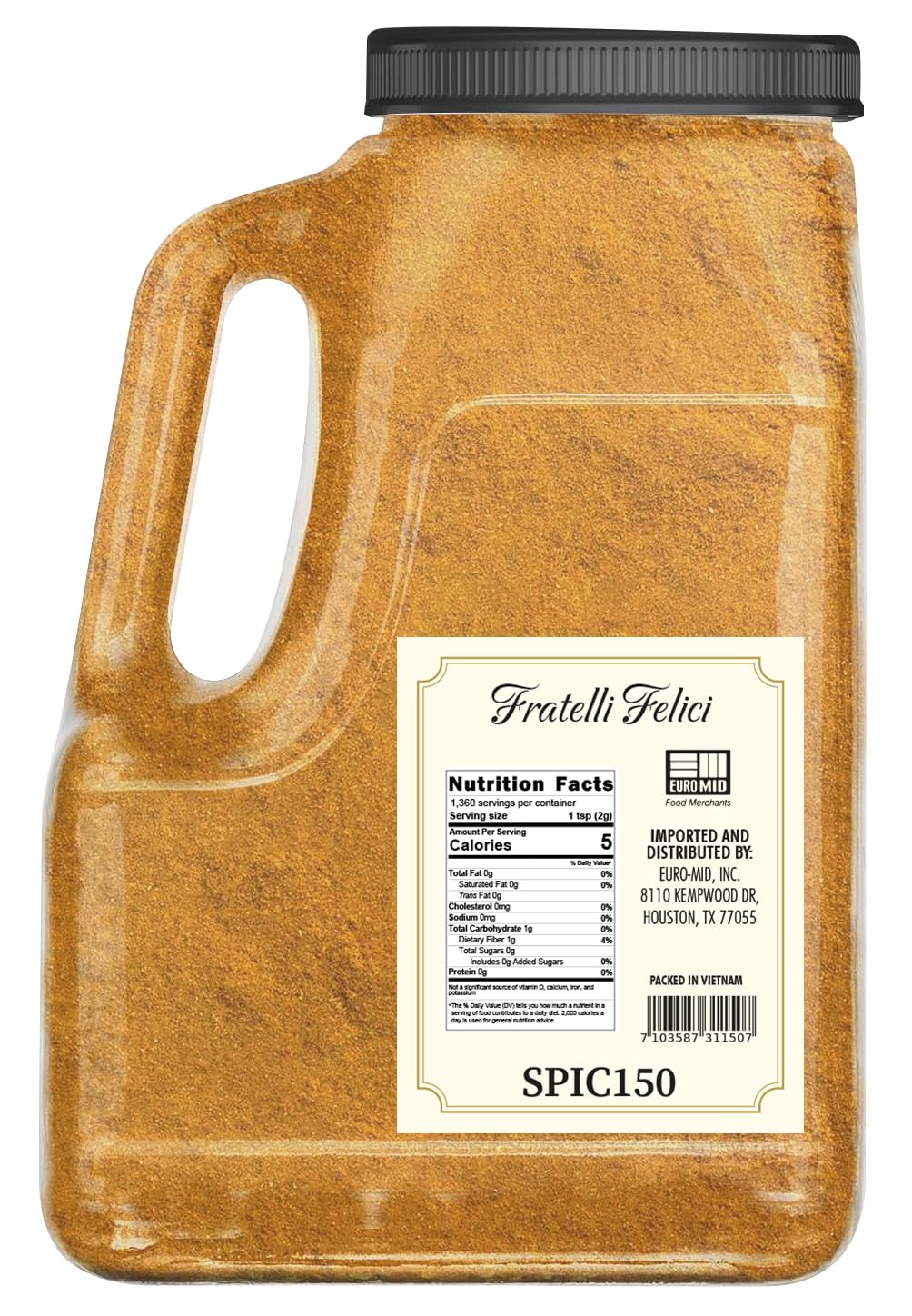 Fratelli Felici Cinnamon Powder 6 LB Bulk Jar – Pure Ground Cassia Vietnamese Cinnamon, Premium Quality, Resealable Container, No Additives