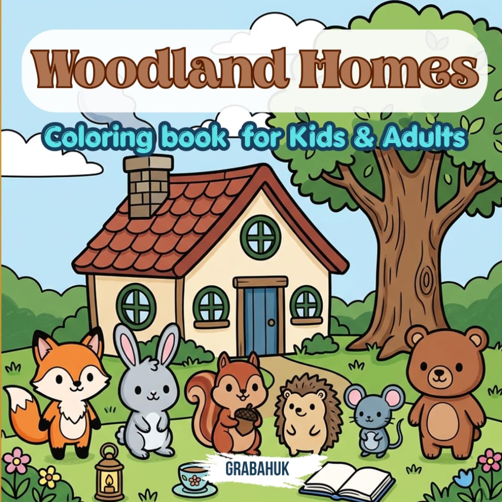 Cozy Woodland Home: A Cute and Relaxing Coloring Book Filled with Adorable Animals, Cozy Cottages, and Heartwarming Forest Moments