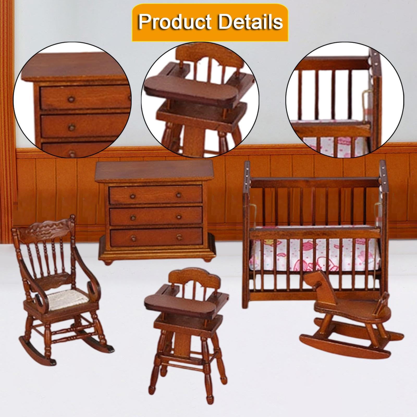 5 Juegos de Muebles para Casa de Muñecas a Escala 1:12, Juguetes de Imitación para Niños Y Niñas de 3 años en Adelante.