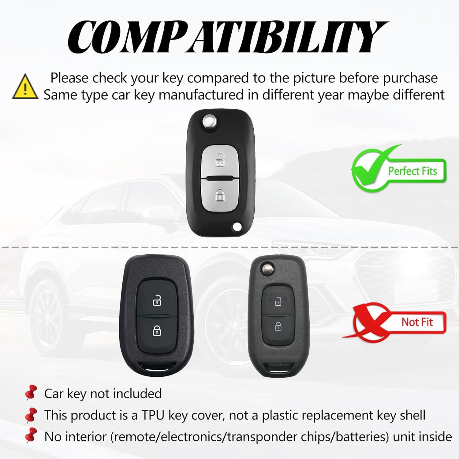 Étui Silicone Pour Clé Voiture Renault & Smart - Protection Souple Anti-Chute - Compatible Modèles 3 Boutons - 10