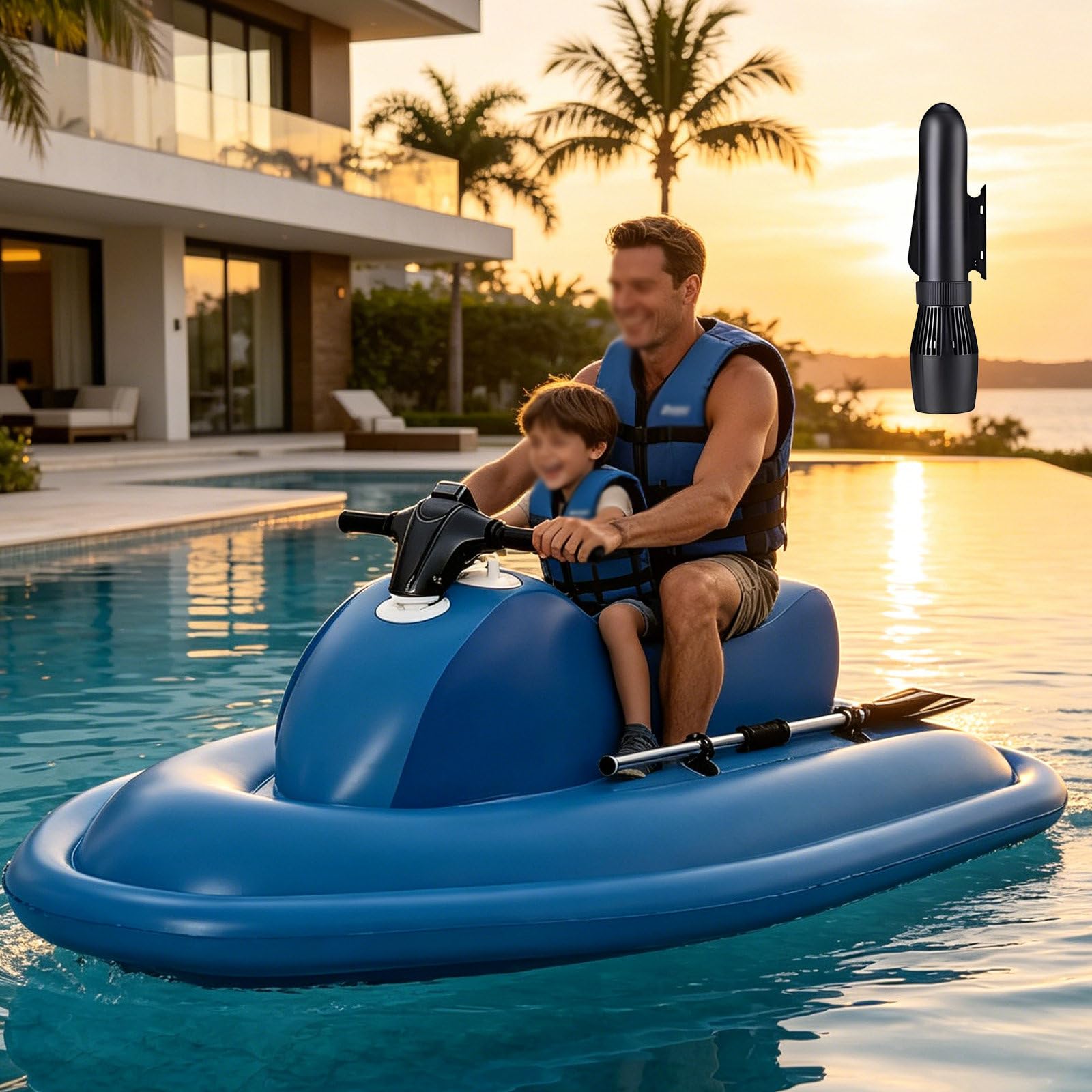 LwiftGal Electric Underwater Scooter Jet Ski, Inflatable Boat Jet Ski, Electric Underwater Scooter(Optional), 130min Runtime, 3.5h Quick Charge, 40m Depth Rating for Snorkeling Blue-500W16AThruster