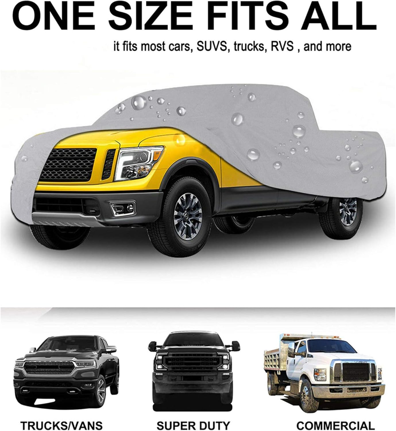 Universal Heavy Duty Outdoor Pickup Truck Cover Replacement for in&Outdoor Rain Heat up to 230" L x 75" W x 65" H