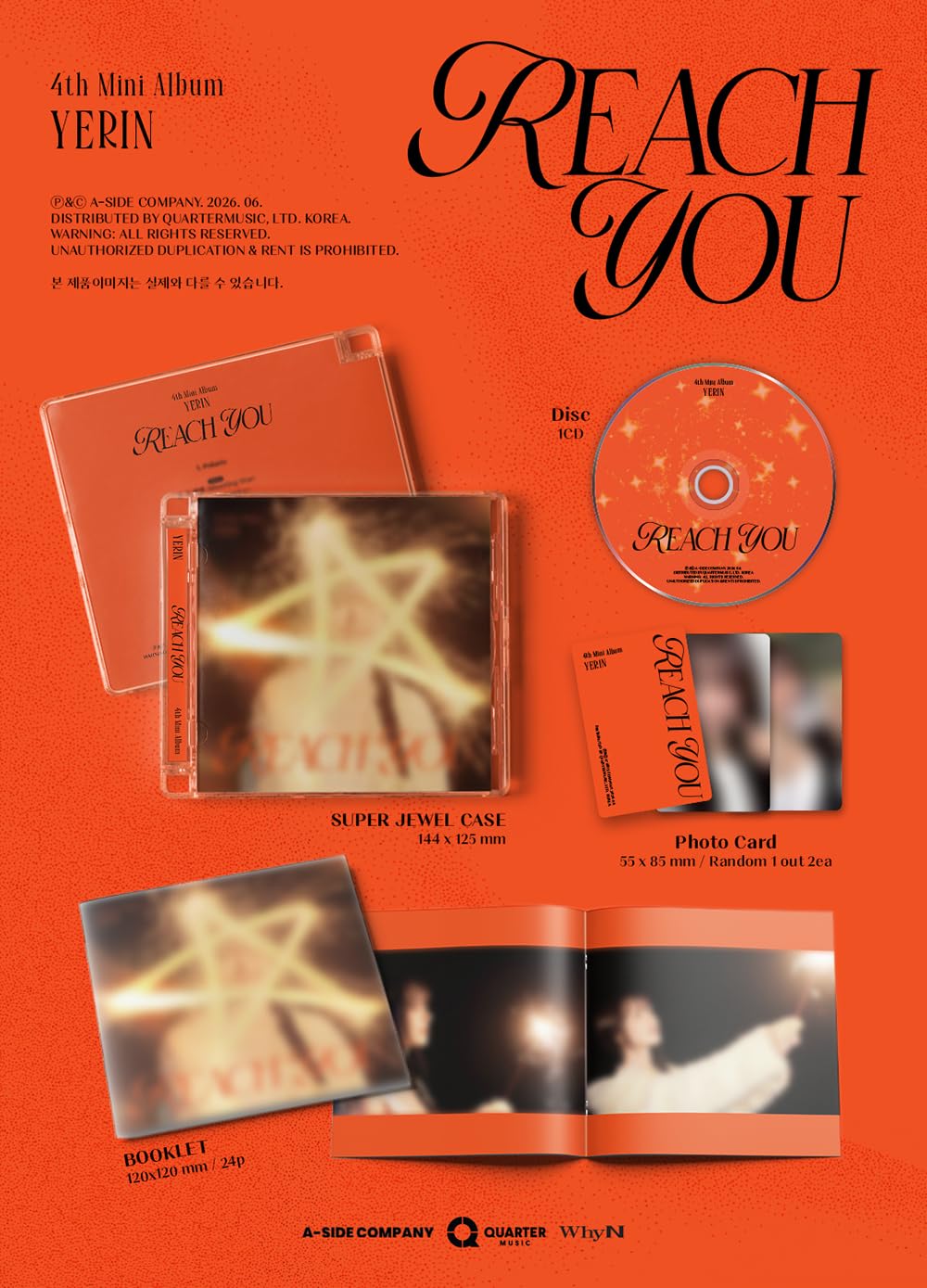 YERIN REACH YOU - Juego de 3 (Digipak + estuche de joyería + versión de plataforma)] 4º mini álbum