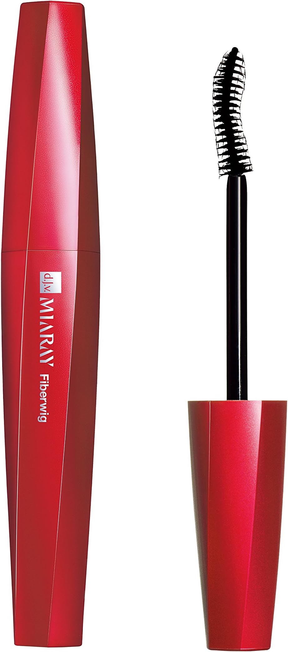 d.j.v. MIARAYFiberwig - Extra Lengthening Mascara for False Lash Effect and Instant Definition - Tear-proof, Smudge-proof and Long-lasting - Pure Black Red