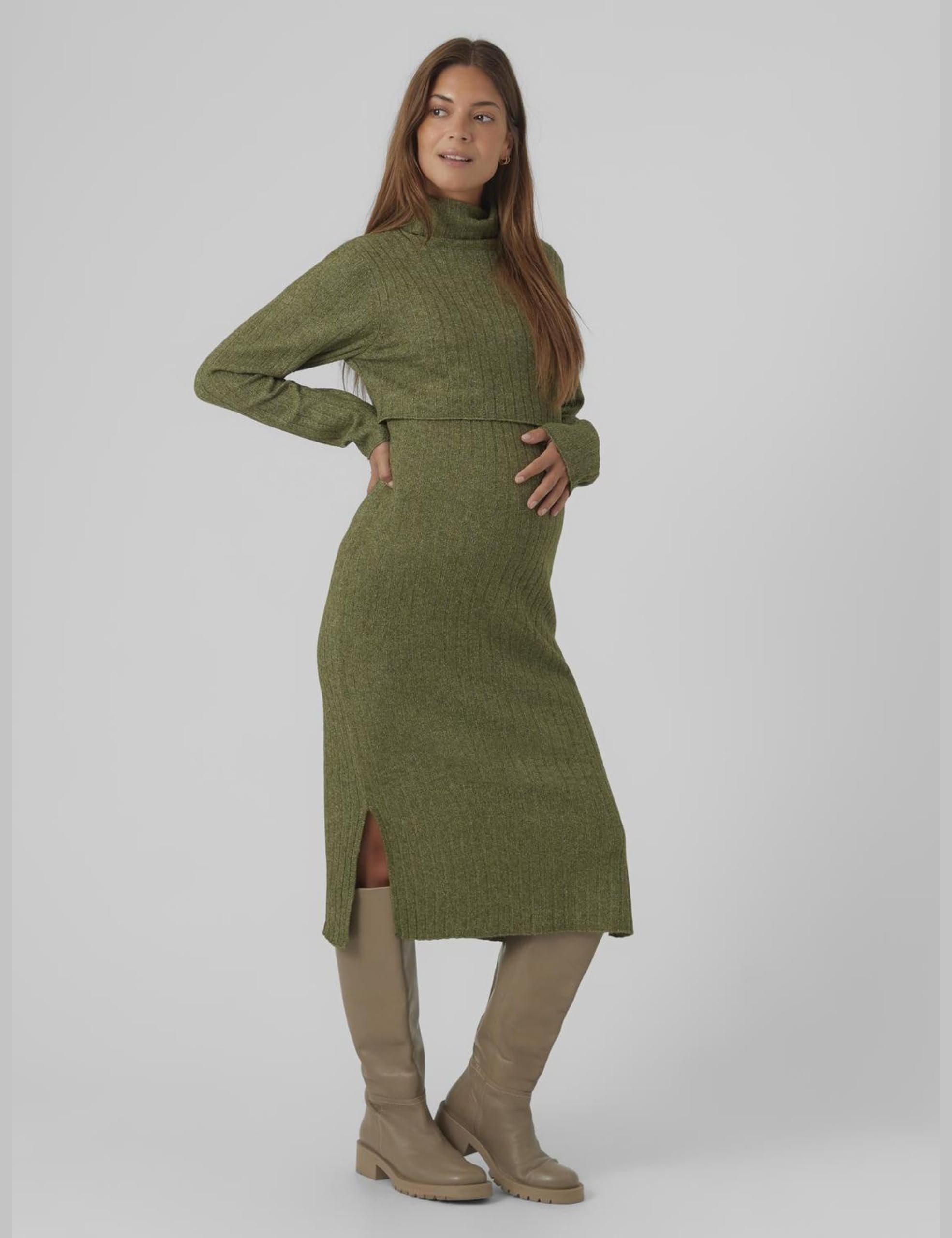 Mama.Licious Mlsuniva June LS Knit Midi Dress 2f Noos Mlsuniva June LS Knit Midi Dress 2F Noos Donna (Pacco da 1)