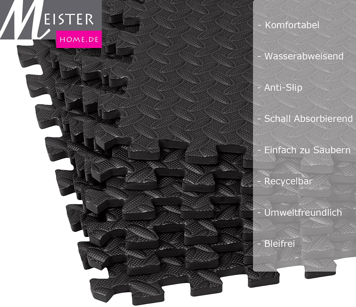 Meisterhome 60x60x1cm Schutzmatten Set Puzzlematte Bodenschutz Matte - Puzzle Bodenschutzmatten Unterlegmatte | Fitnessmatte Turnmatte Sportmatte Trainingsmatte (Schwarz, 21 Stück)