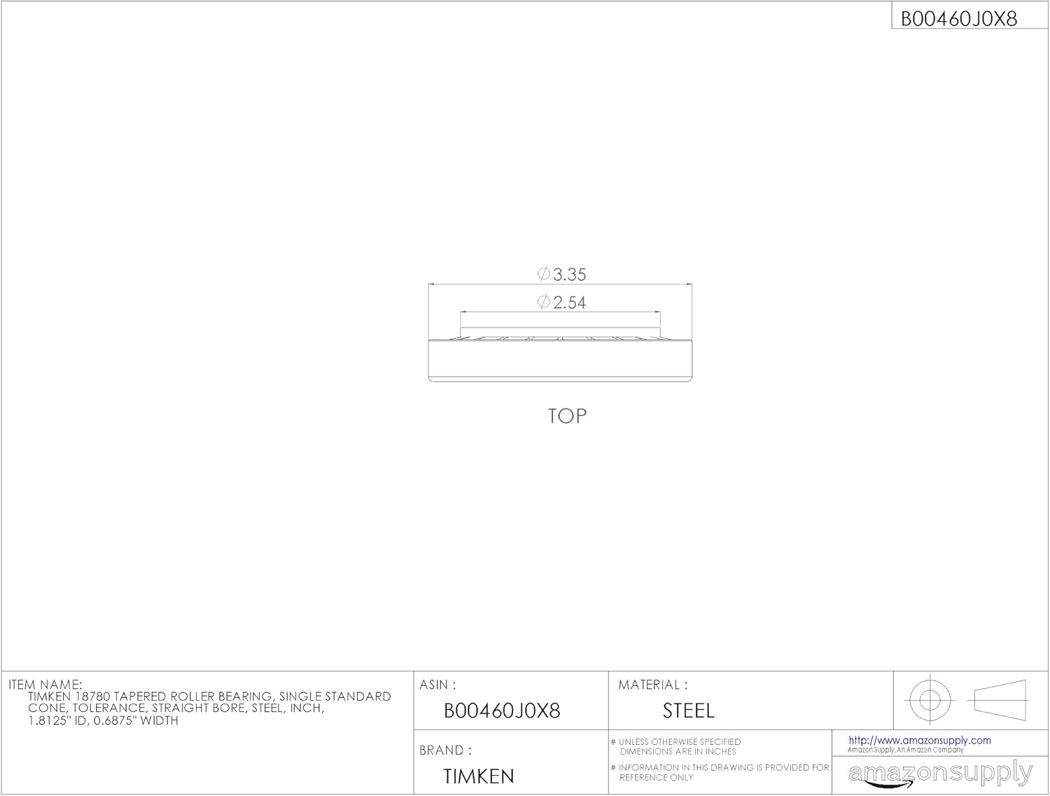 Timken Tapered Roller Bearing Cone - 18780