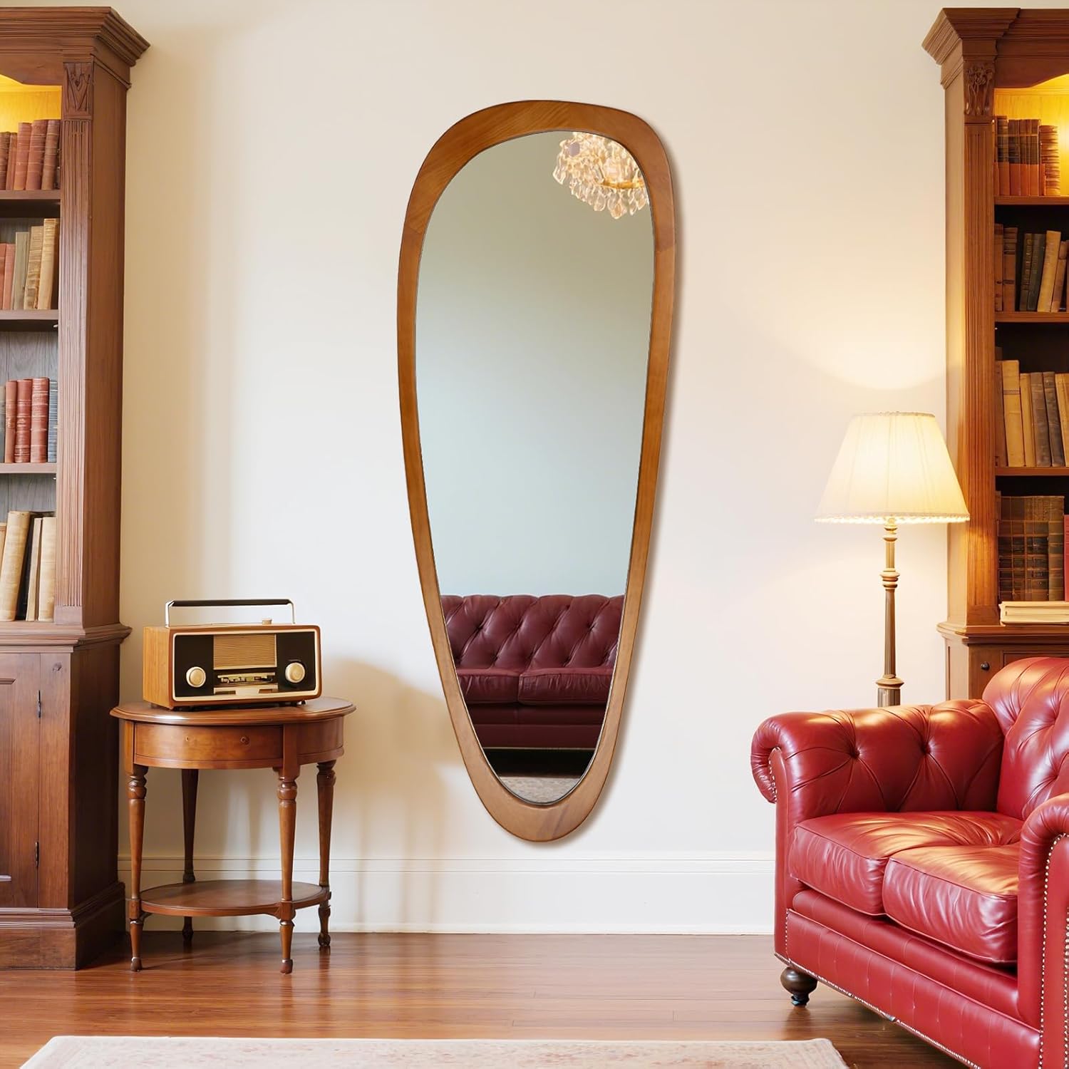 BOMINICA Full Length Irregular Wall Mirror, 60" x 22" Wooden Full Body Mirror Wall Mounted, Large Decorative Floor Mirror for Living Room, Bedroom, Entryway, Farmhouse, Home Decor 60"L x 22"W