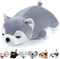 Vista 1 de Lindos animales de peluche con peso, 21 pulgadas, 3.5 libras, almohada de felpa de Husky con peso, juguetes de peluche de perro de peluche