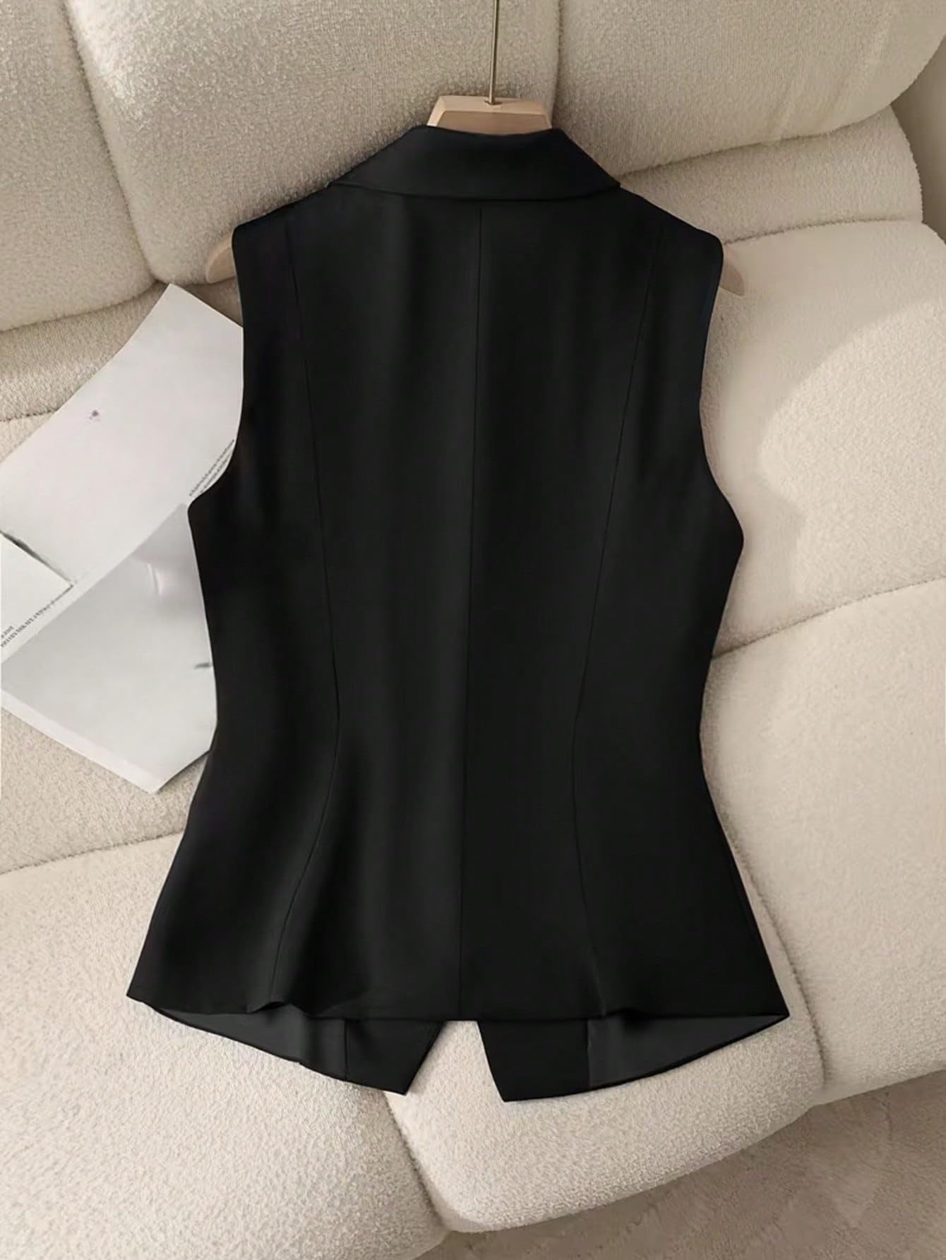 Chaleco De Mujer con Botones Top Informal Sin Mangas con Cuello En V Top Corto Estilo Retro Traje De Esmoquin Elegante Chaleco Deportivo Estilo Punk Streetwear