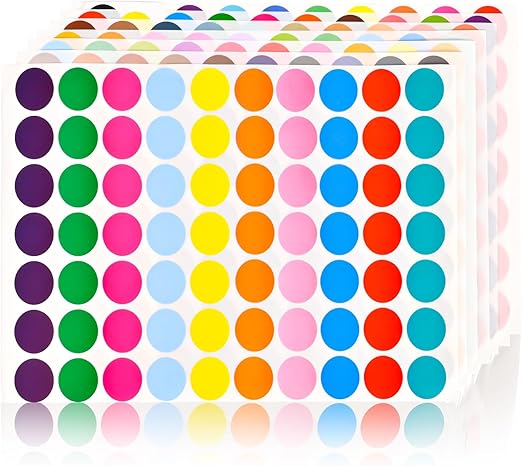 1400 PCS Colored Dot Stickers, Round Color Coding Labels, 10 Bright Colors, 20 Sheets