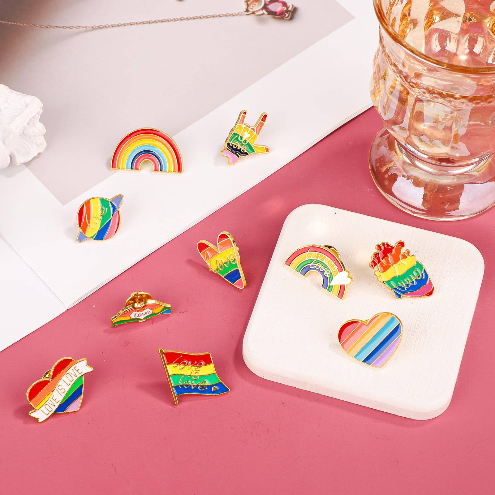 10 szt. Przypinka Postepu, Przypinki LGBT Pride Teczowa Emalia Teczowa Broszka Lesbijka Gej LGBTQ Gay Pride Akcesoria dla Mezczyzn Kobiet Ubrania Czapki Torby