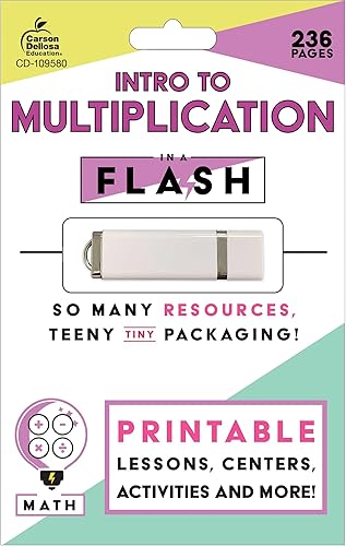 Introducción instantánea a la multiplicación Recursos instruccionales Flash Drive con lecciones de matemáticas, diario, tarjetas flash, plantillas,