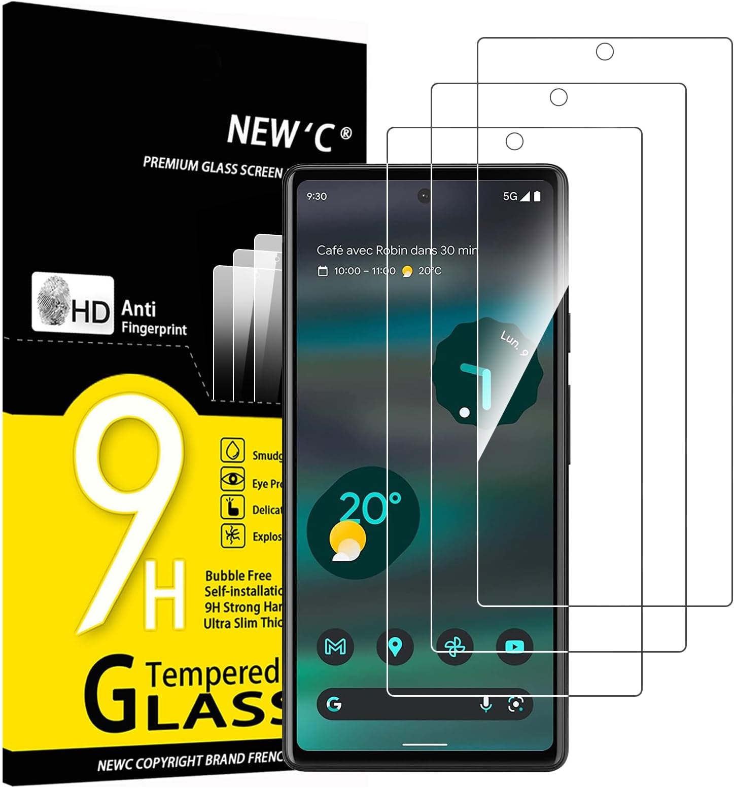 Pack of 3 for Google Pixel 6a for Tempered Glass (6.1 Inches), Scratch Free, 9H Hardness, HD Screen Protector, 0.33 mm Ultra Clear, Ultra Resistant