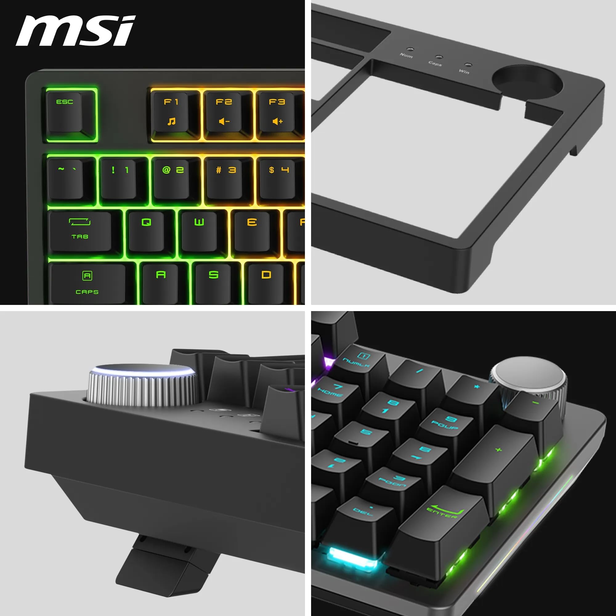 MSI Forge GK320 FR Teclado mecánico Gaming - AZERTY, Switches Red (Lineales) Intercambiables, Tapa magnética, Teclas ergonómicas, LED RGB, USB 2.0 - Tamaño Completo