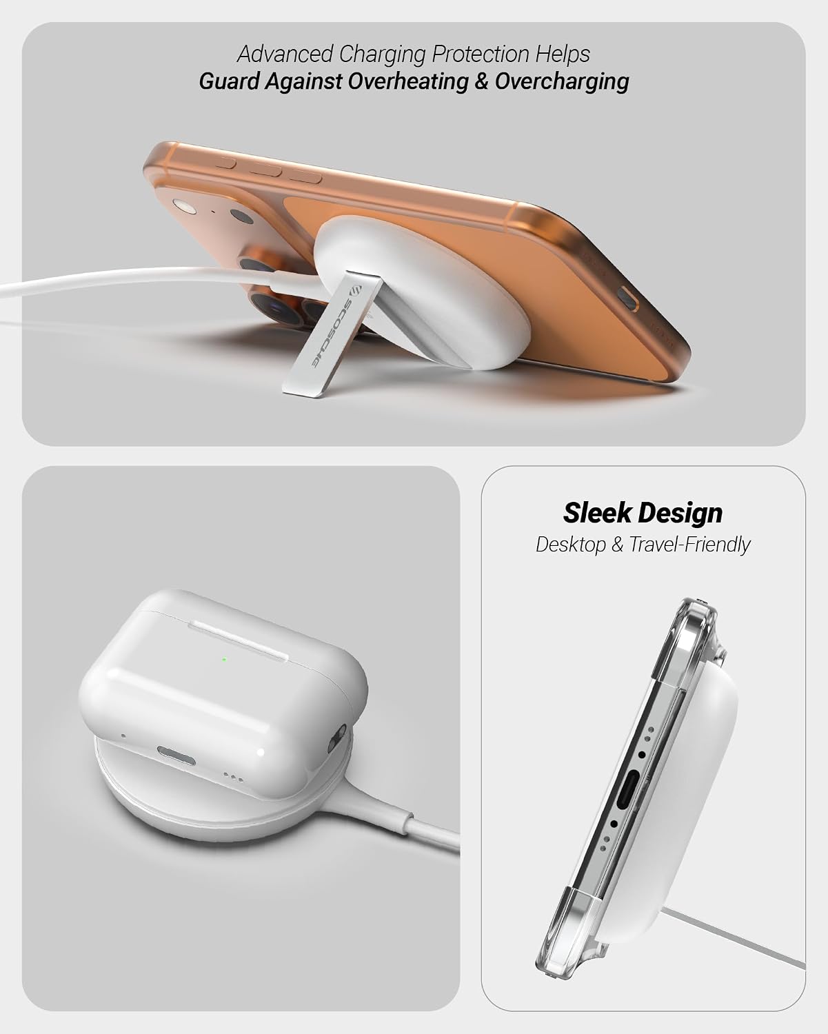 Scosche 25W Qi2 MagSafe Wireless Charger with Kickstand, Magnetic Fast Wireless Charging Pad with 6ft USB-C Cable for Hands-Free Viewing, Compatible with iPhone 17/16/15, Galaxy S26/25, Pixel 10 7 71kvdcj9GoL. AC SL1500
