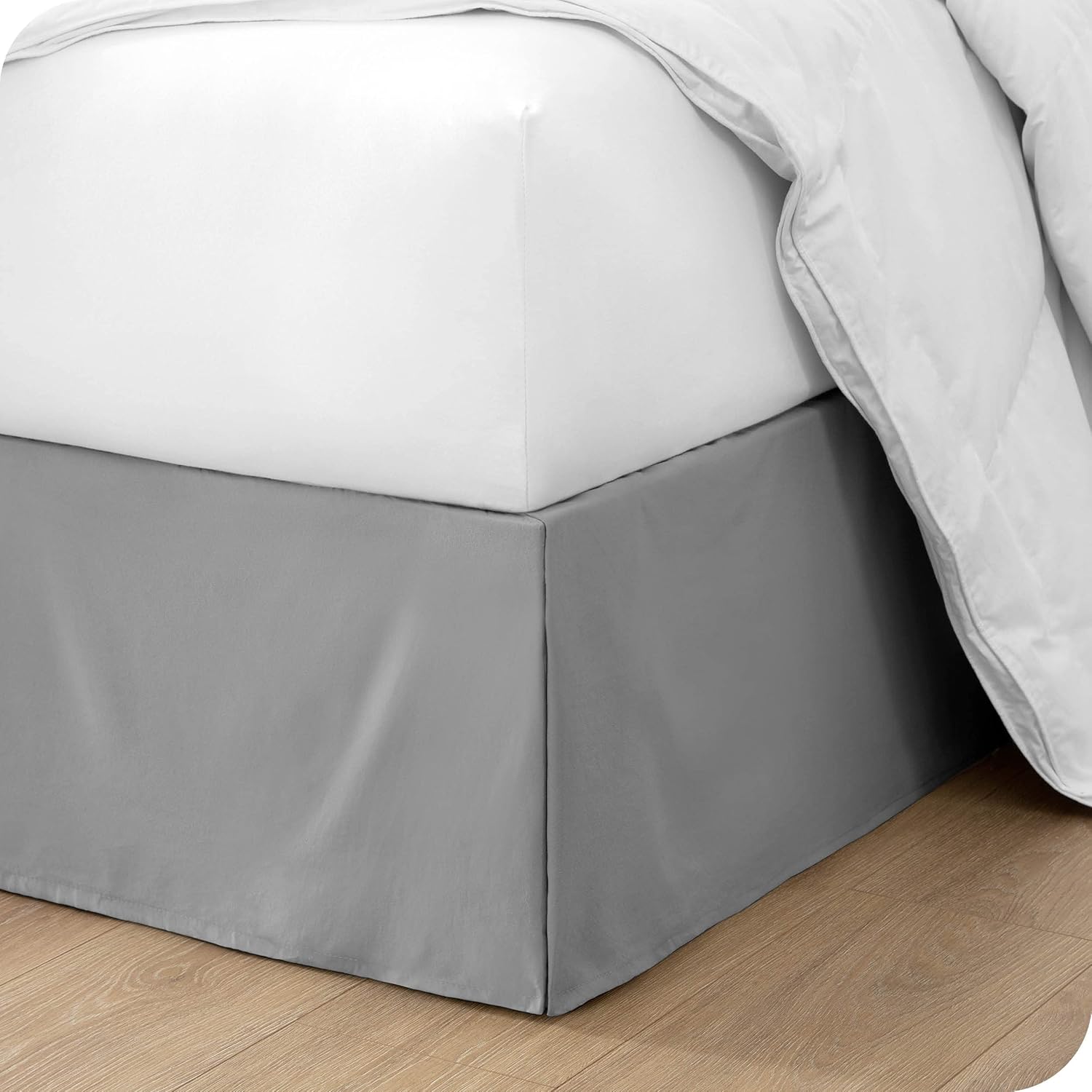 Bare Home Microfiber Fitted Sheet with Bed Skirt Bundle (King, Light Grey)