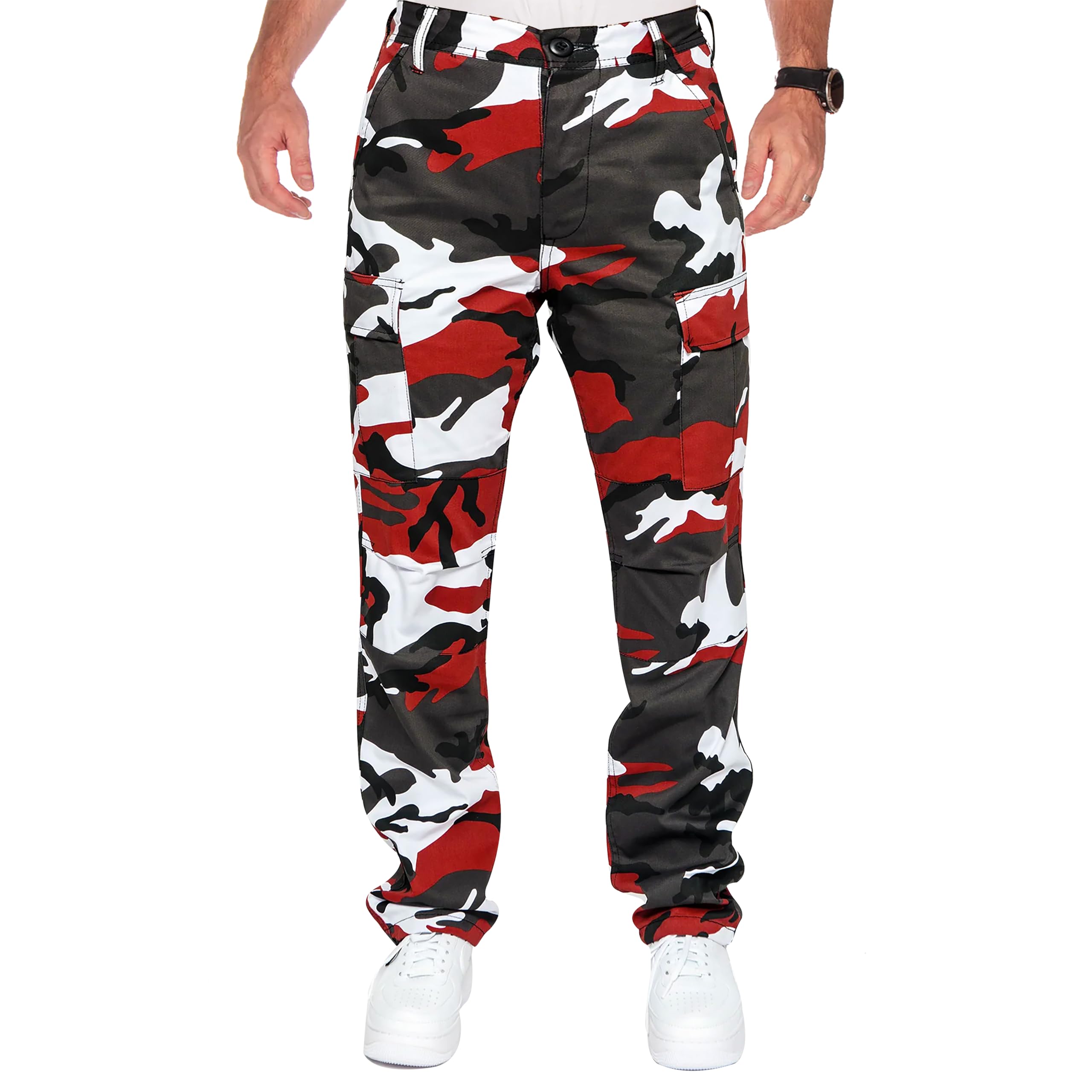 Bikers Gear Motorbike Trouser Mens – Protective Kevlar Camouflage Motorcycle Cargo Pants Armoured Motorbike Biker Trouser/Pants with CE Armour (UK, Numeric, 30, Regular, Regular, Red Camo)