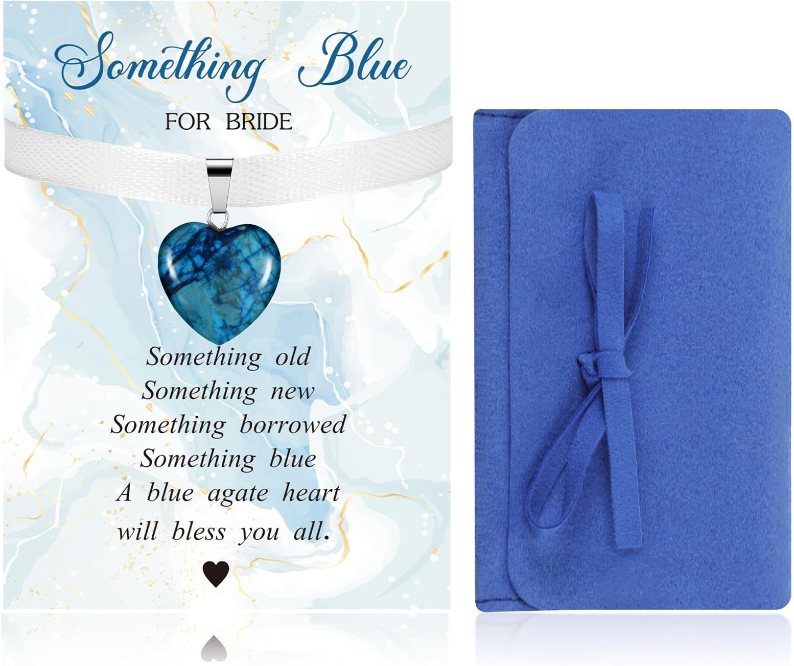 Herdear Something Blue for The Bride Heart Charm Bride Keepsake for Wedding Day Blue Wedding Day Gifts Good Luck Agate Present